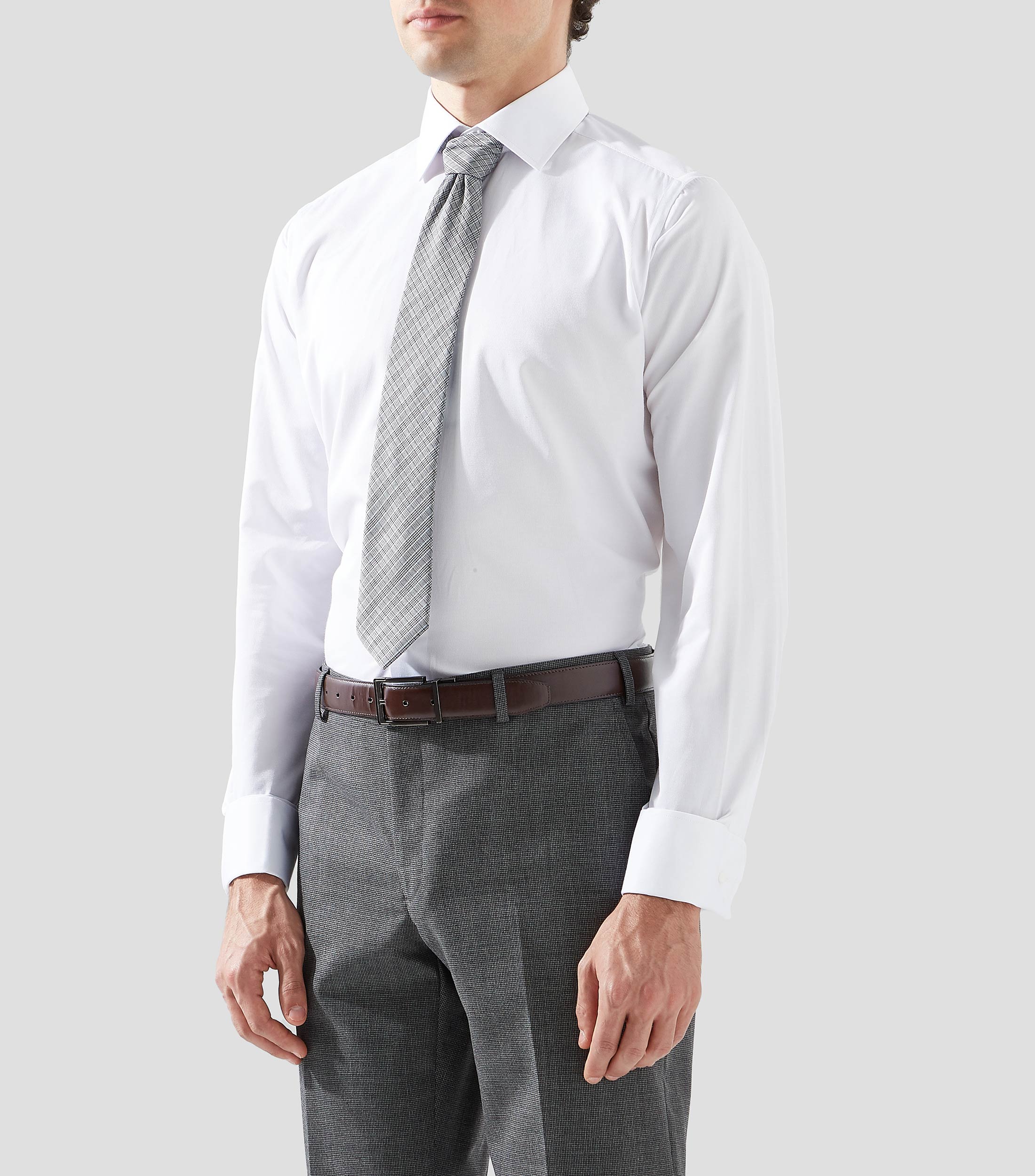 Camisa smoking con microdiseño manga larga Hombre