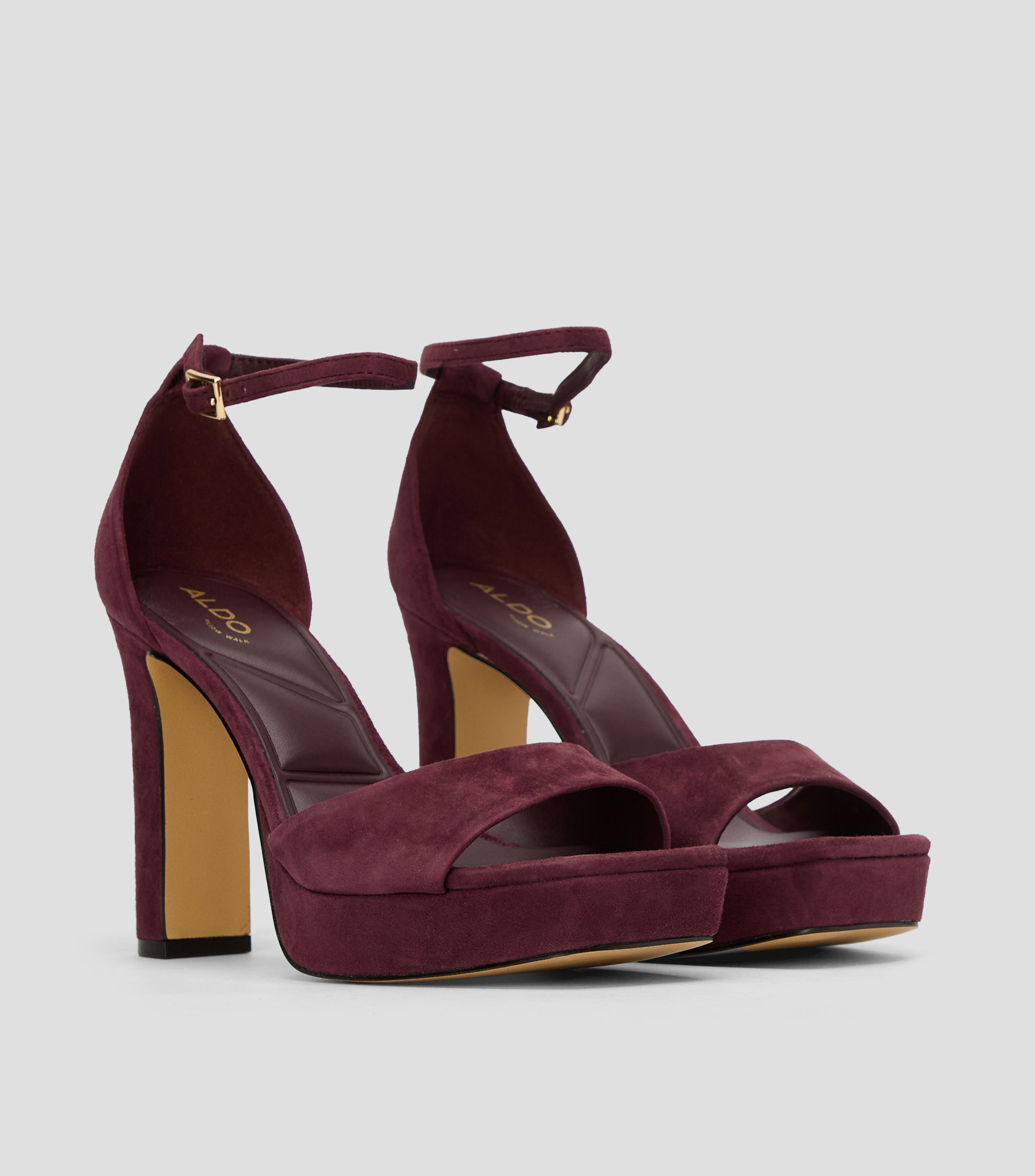 Sandalias tacón alto ancho en piel lisa Mujer