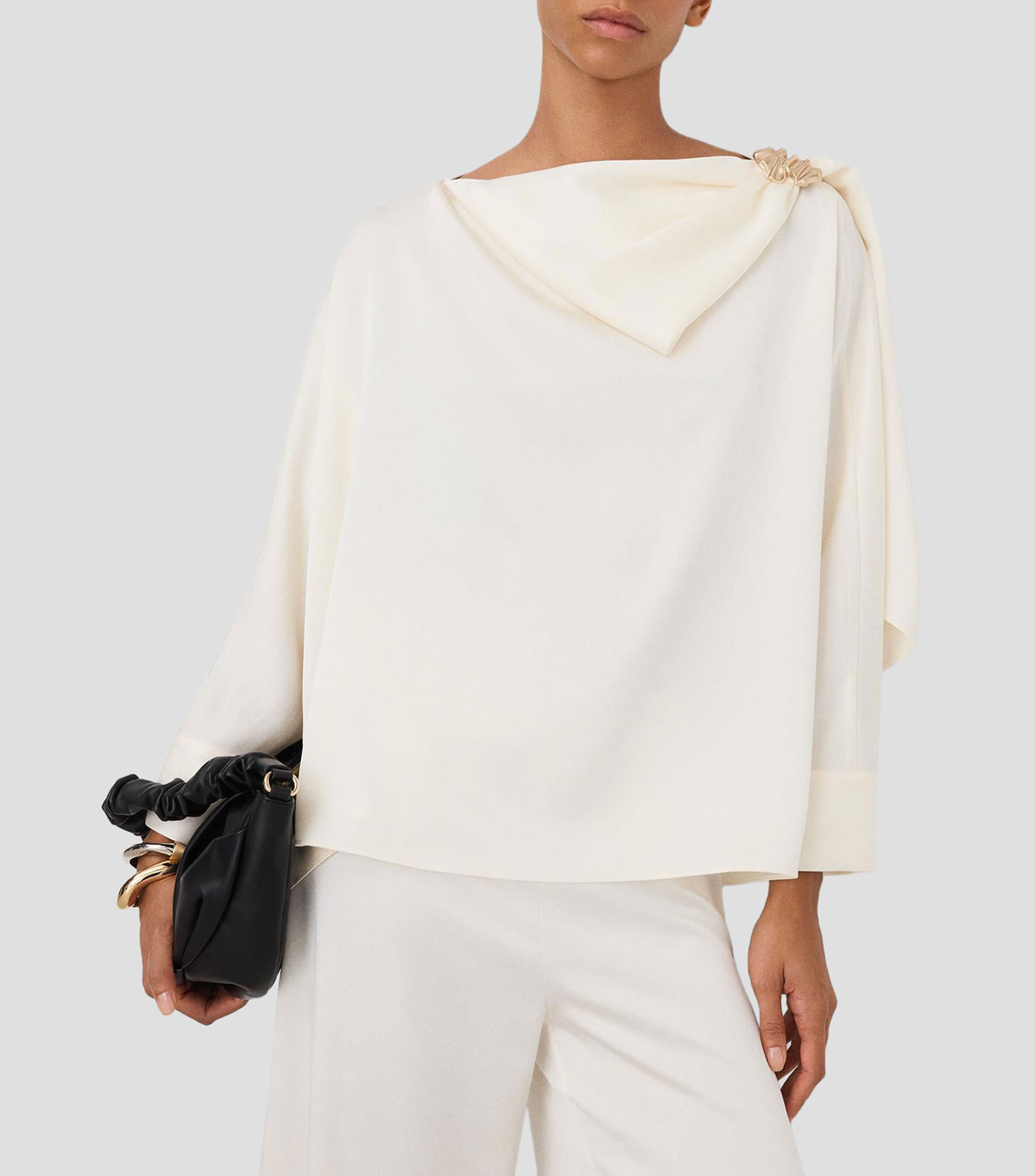 Blusa lisa de manga larga Mujer