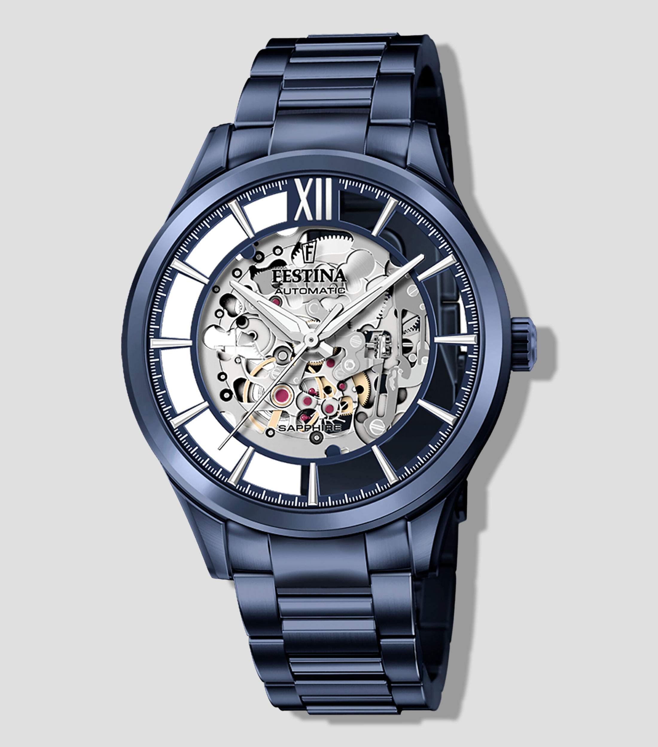 Reloj para Hombre Automatic Skeleton Casual, Azul