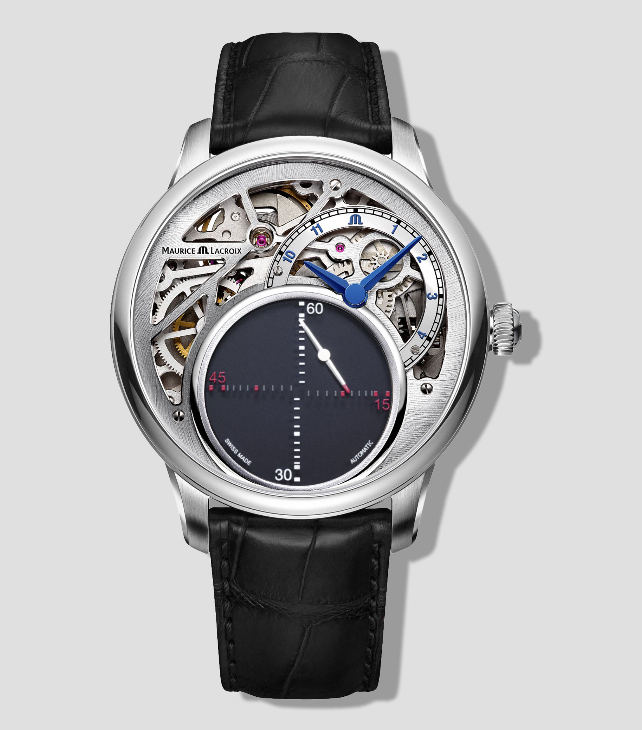 Reloj para hombre Masterpiece Mysterious Second Moderno, Plateado