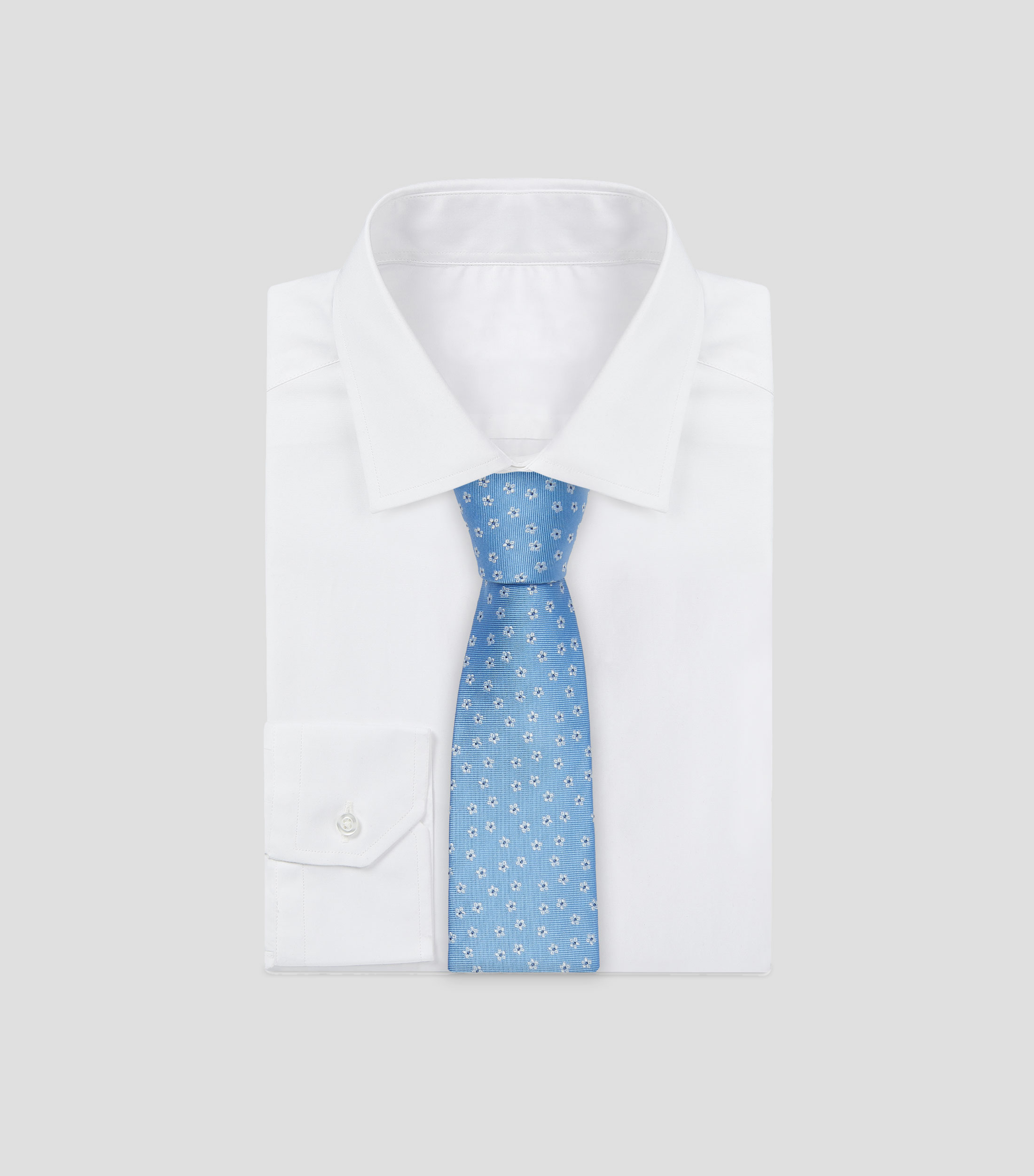 Corbata ancha en seda azul celeste bordada Brera