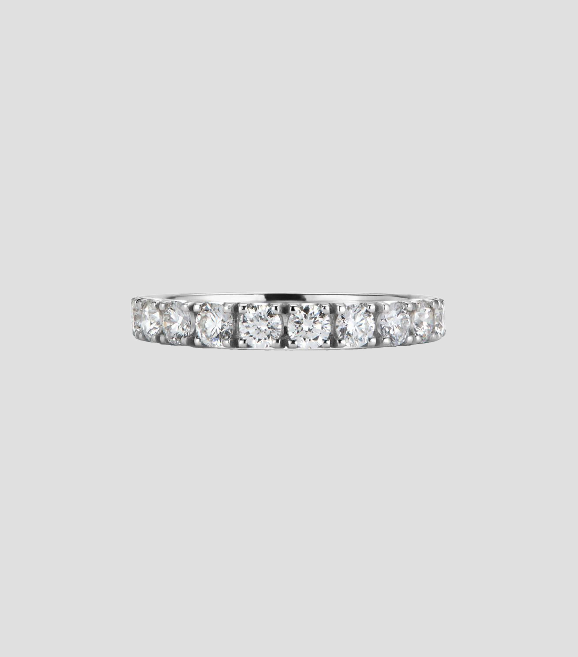 Anillo Media Alianza en Oro blanco de 18 Kilates con diamante Compromiso Mujer