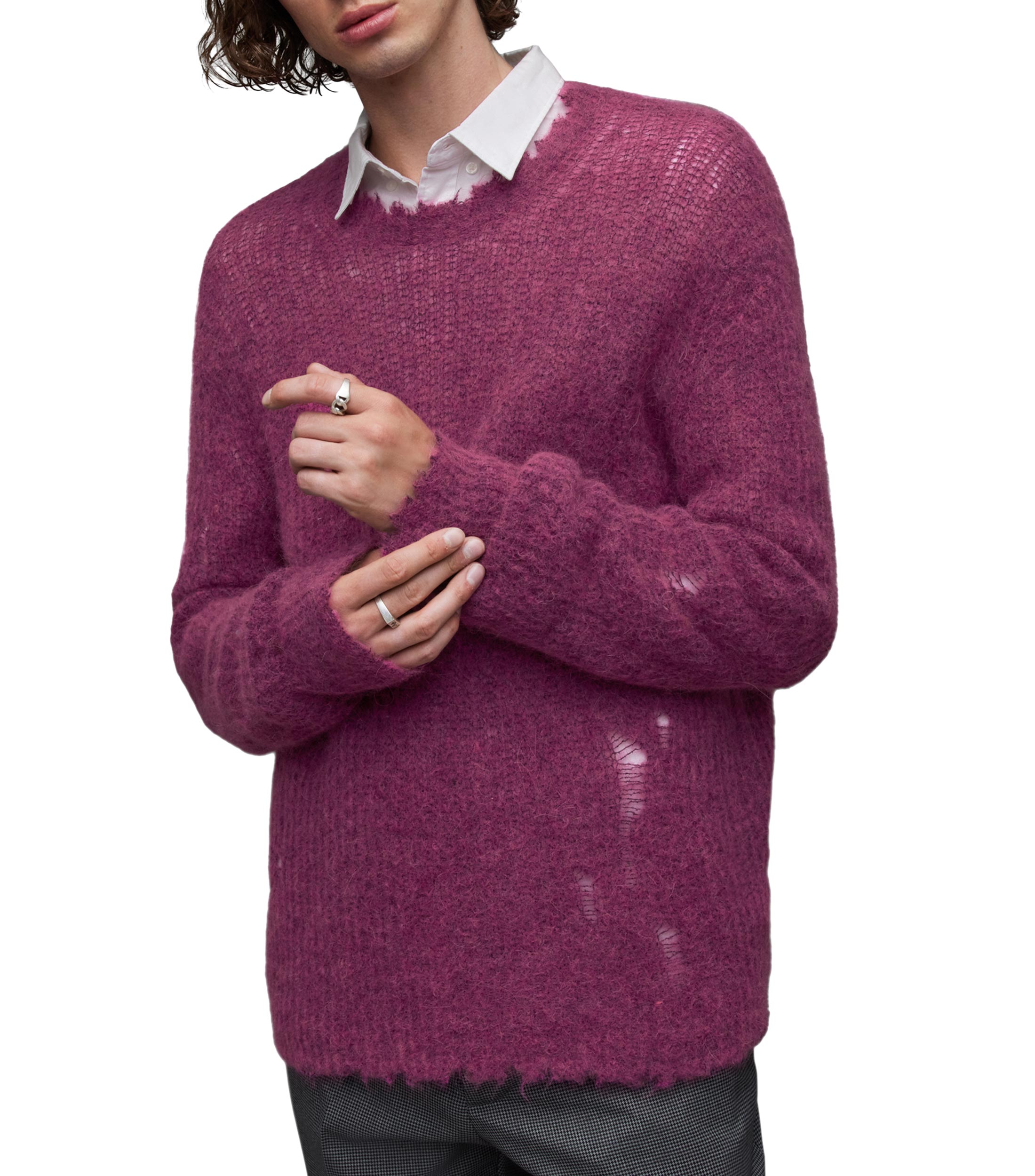Suéter Ligero De Punto Para Hombre - Cuello Redondo, Manga Larga, Tallas S A 2XL, Colores Azul Marino, Gris Y Rojo Granate