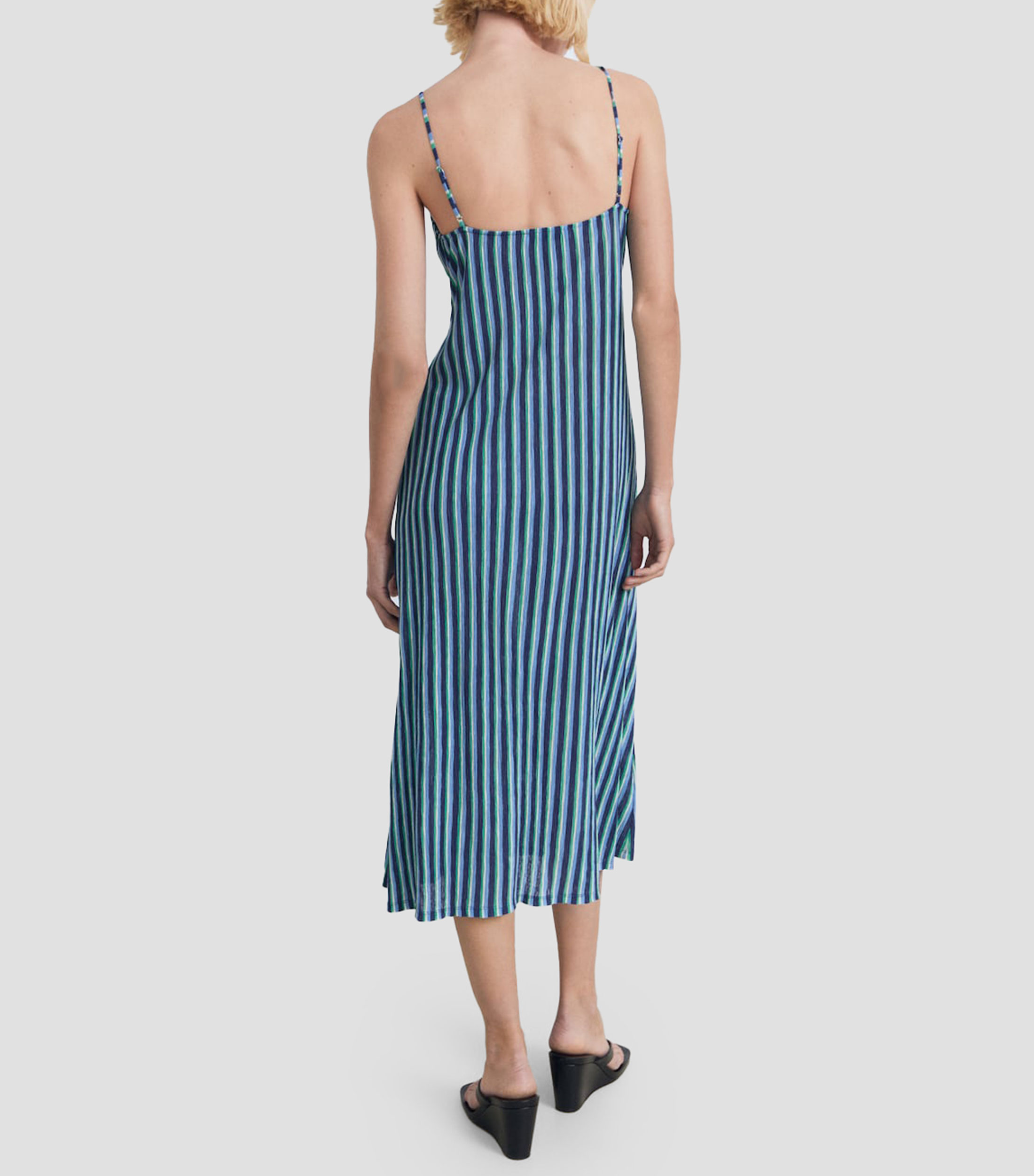 Vestido midi con rayas Mujer