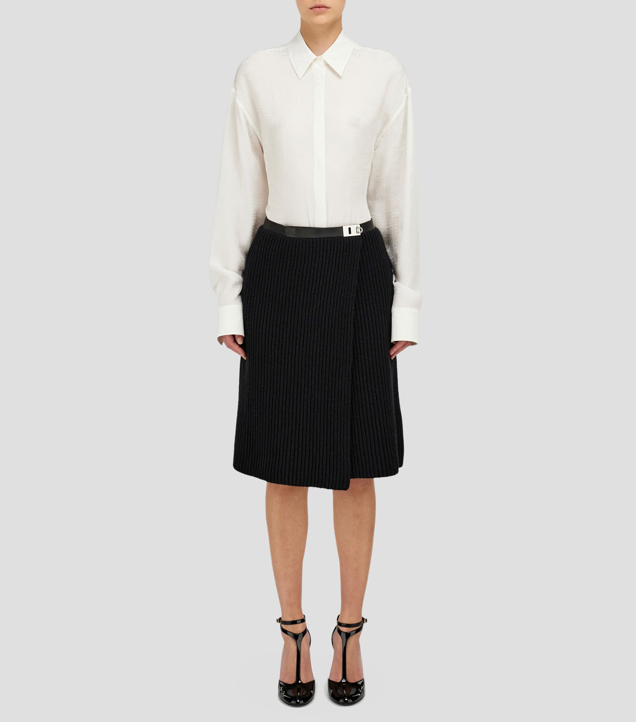 Camisa de seda con Ferragamo Monogram Mujer