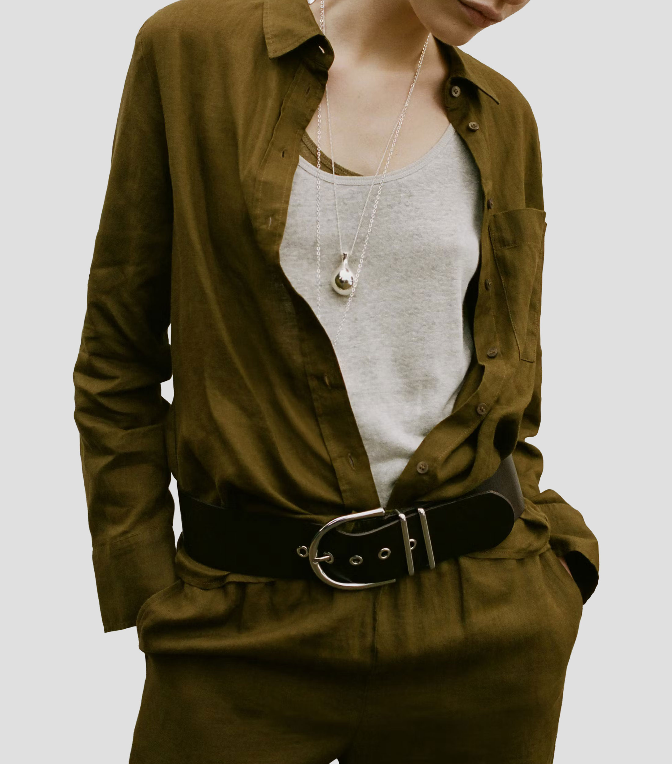 Camisa lisa manga larga Mujer