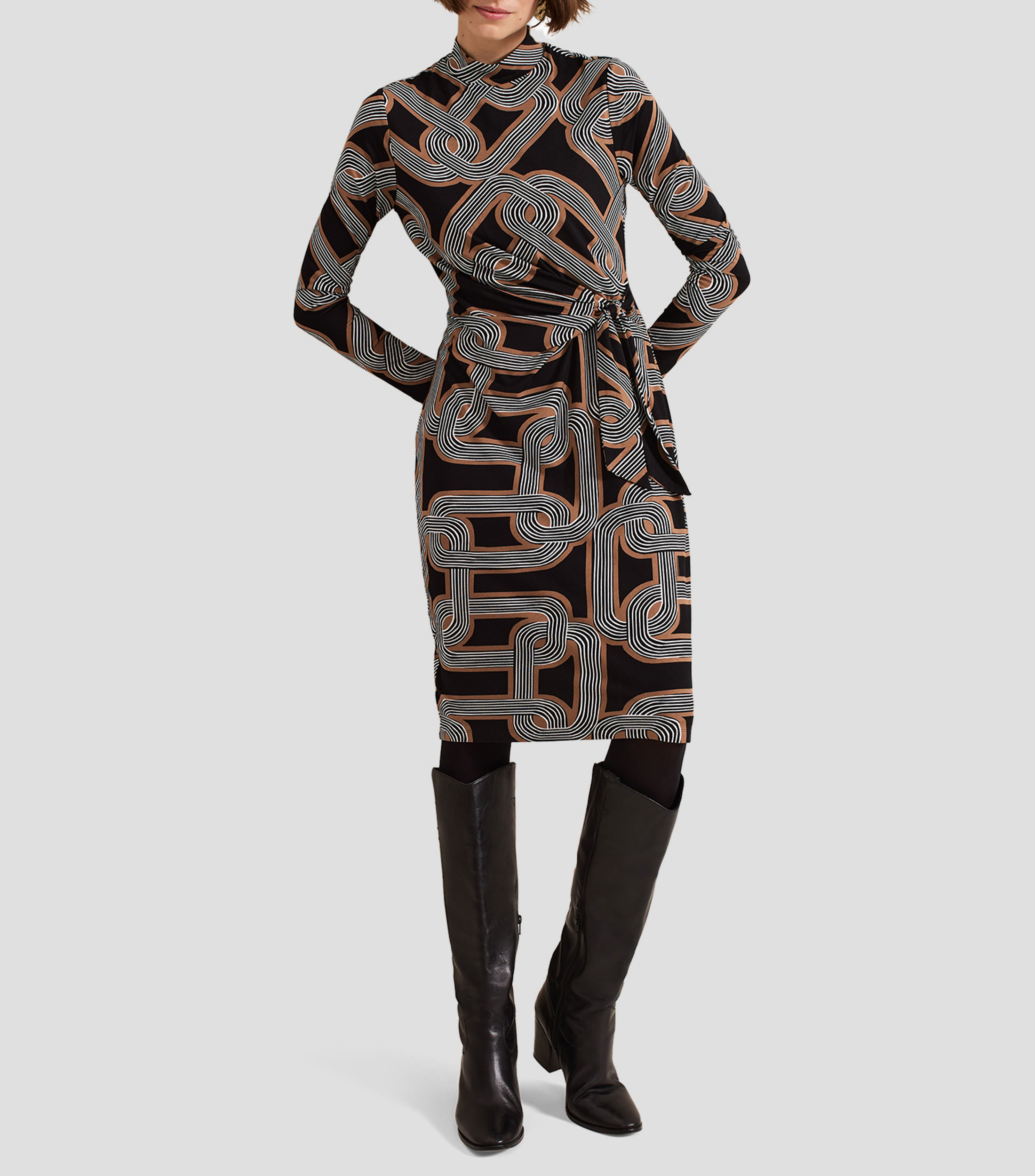 Vestido Midi Ajustado manga larga estampado Mujer