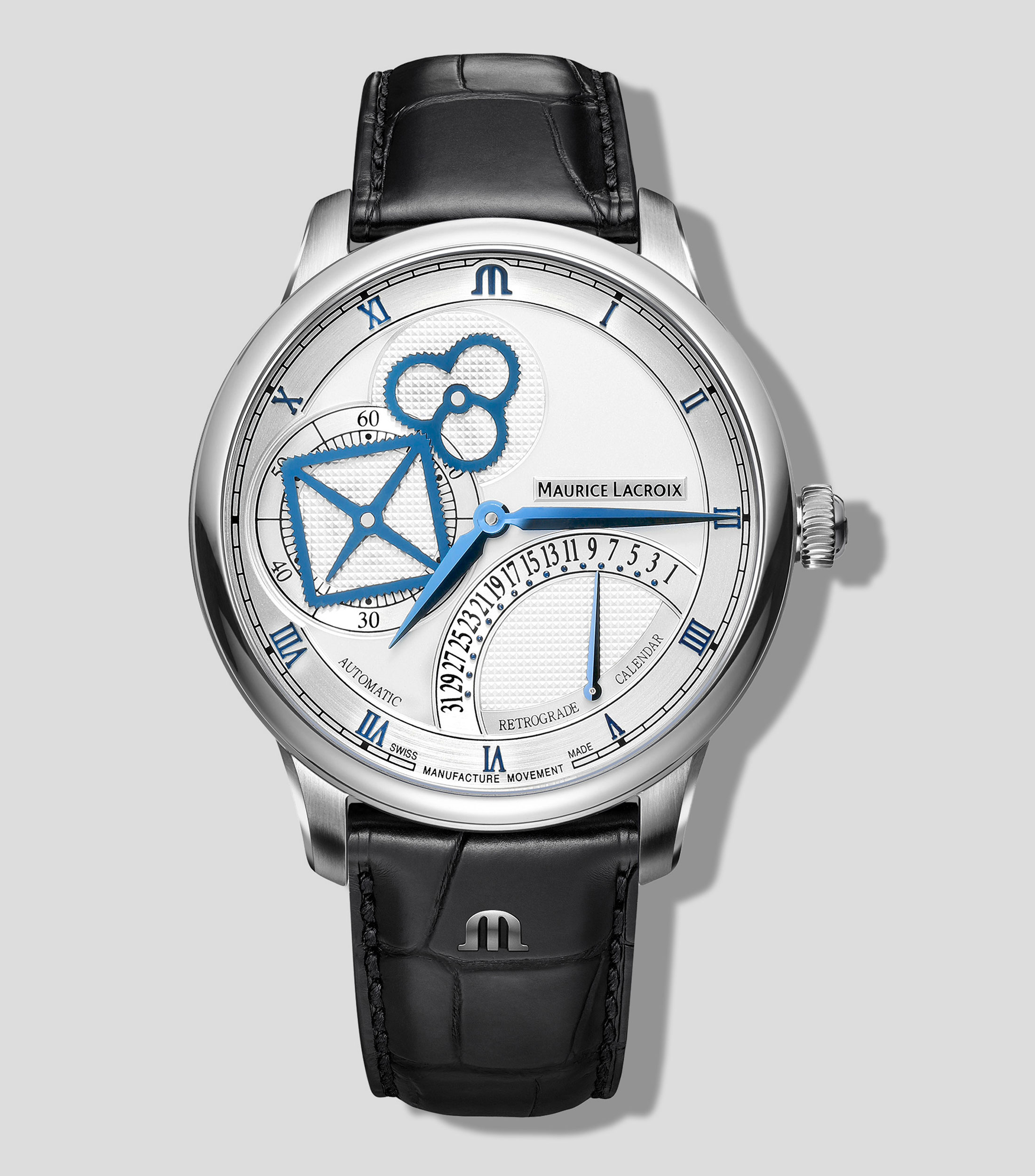 Reloj Unisex Masterpiece Square Wheel Retrograde Casual Plateado