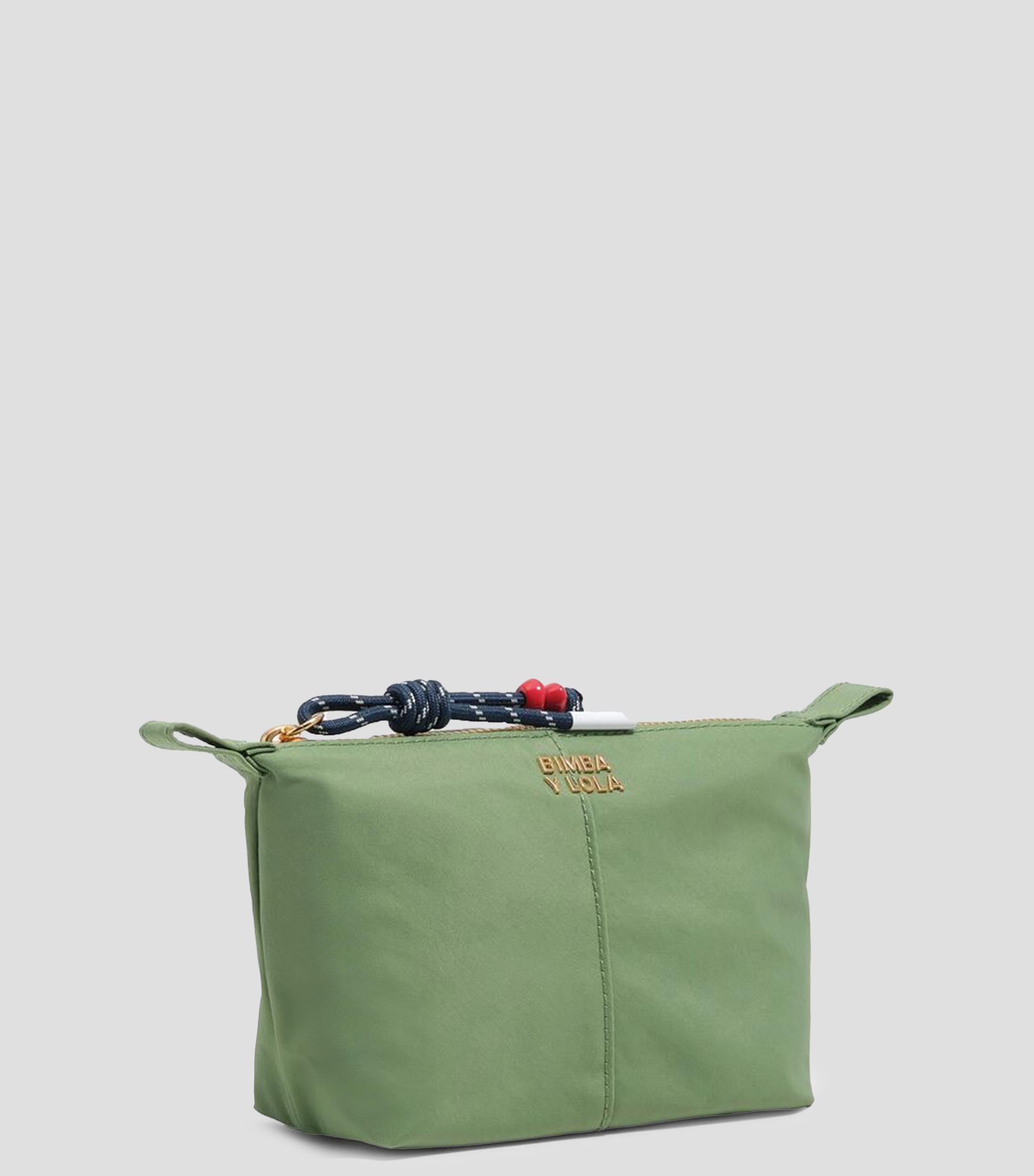 Neceser trapecio nylon verde Mujer