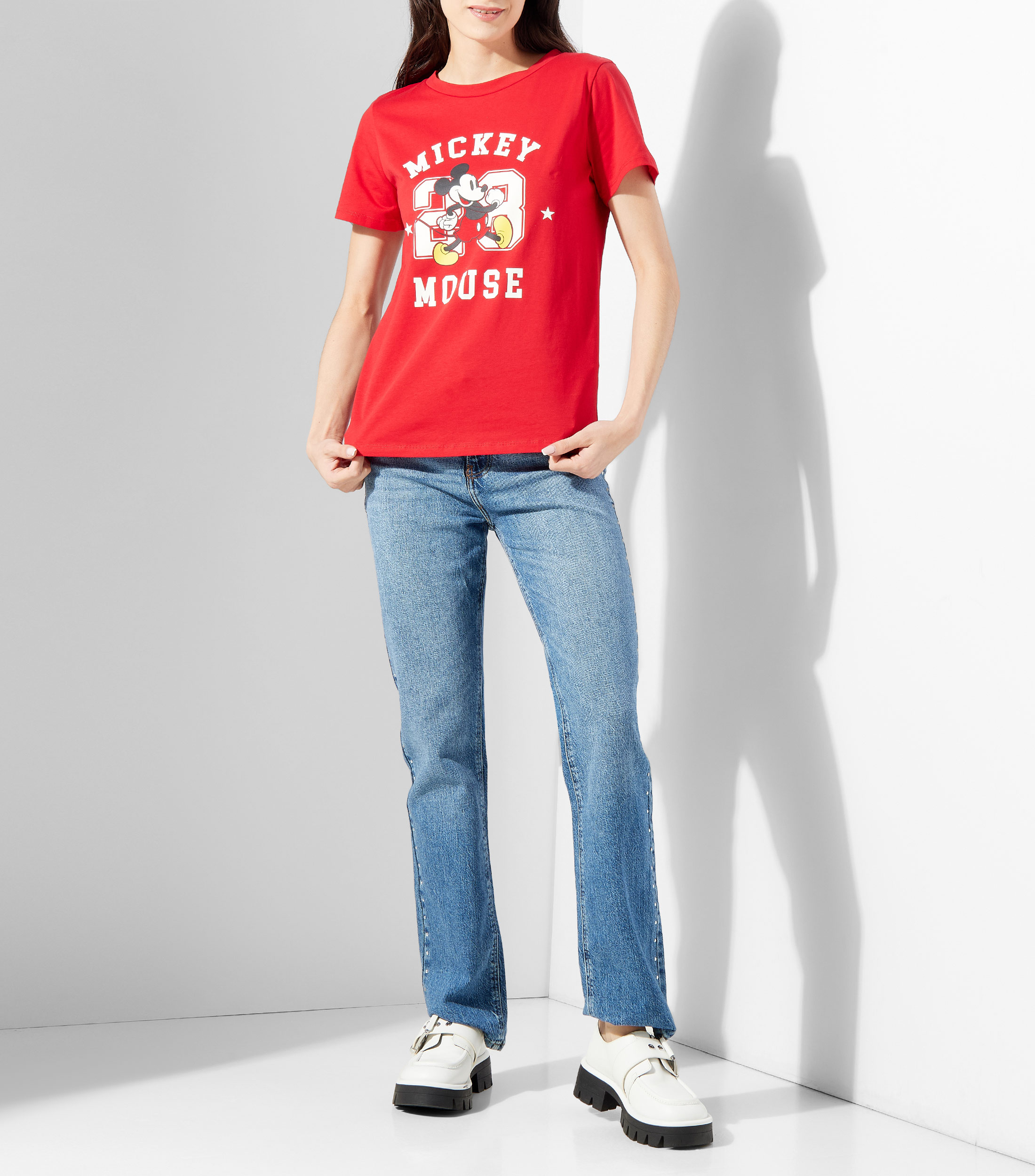 Playera cuello redondo manga corta estampada Mujer