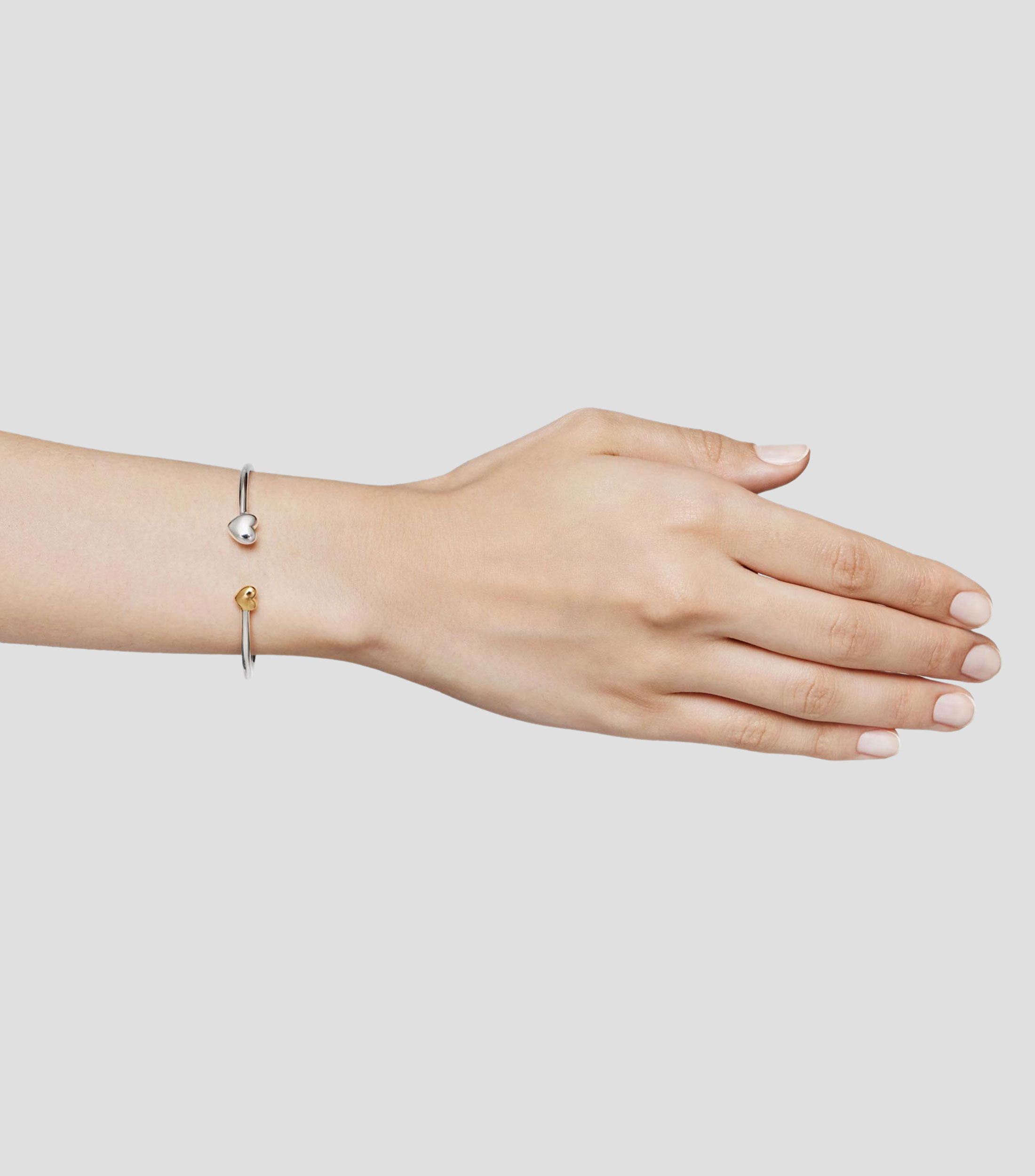 Pulsera de Plata con Corazones Bicolor Mujer