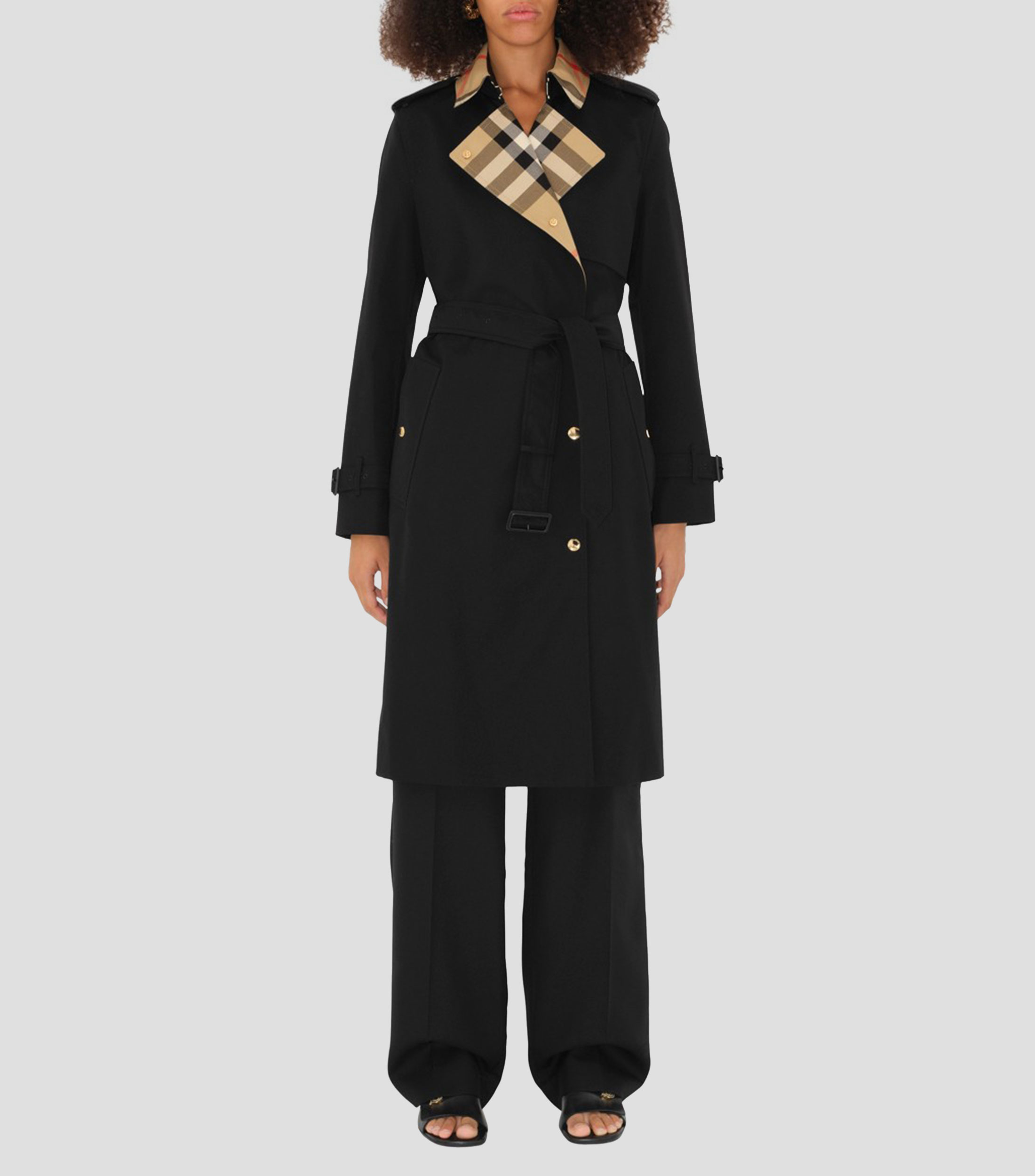 Gabardina larga con cinta Mujer
