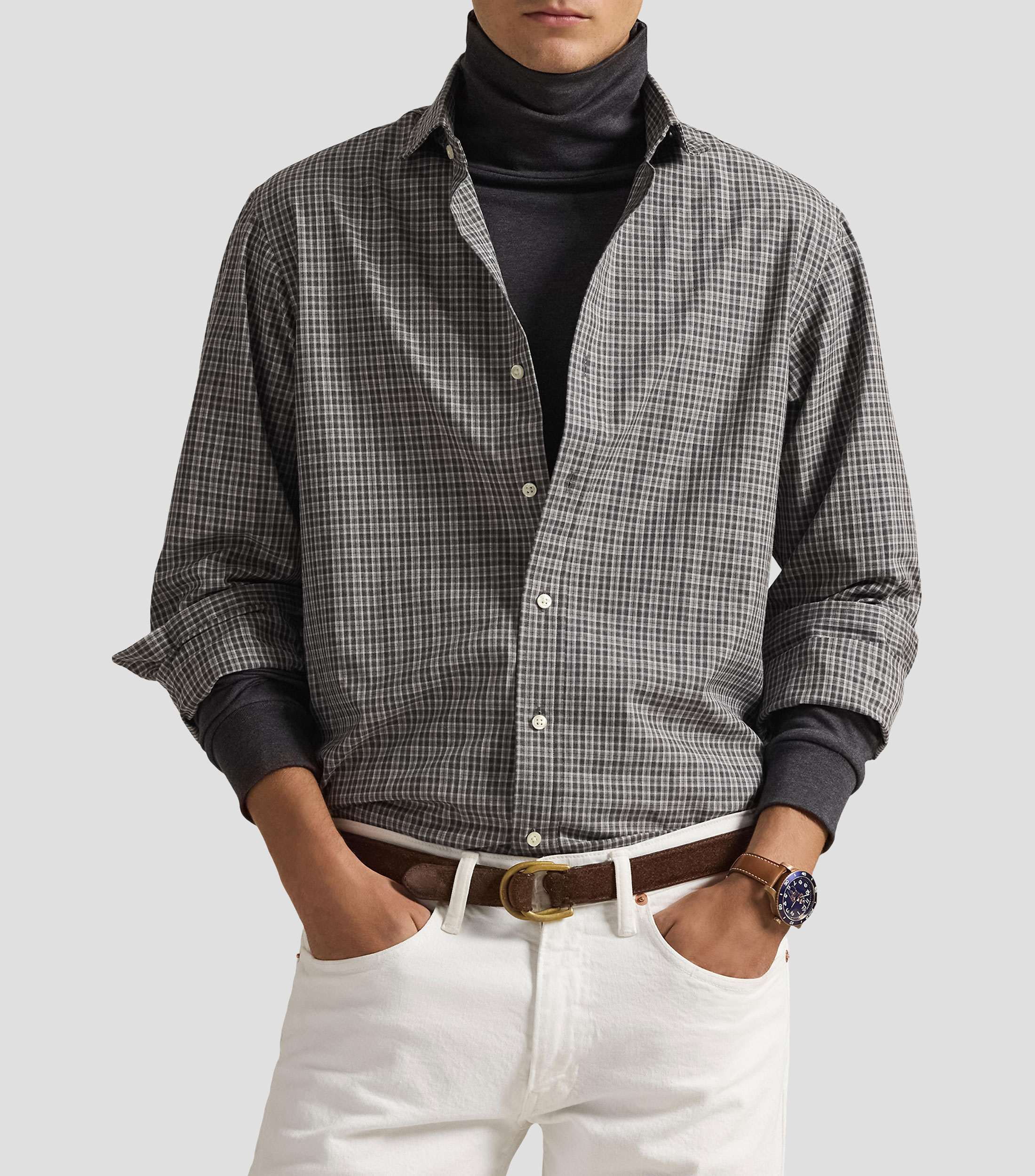 Camisa de cuadros manga larga Hombre