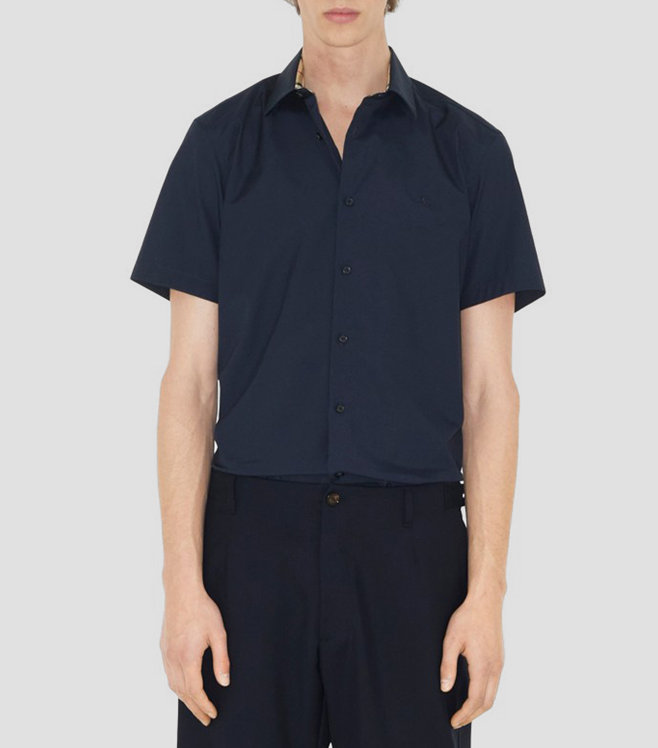 Camisa lisa de manga corta Hombre