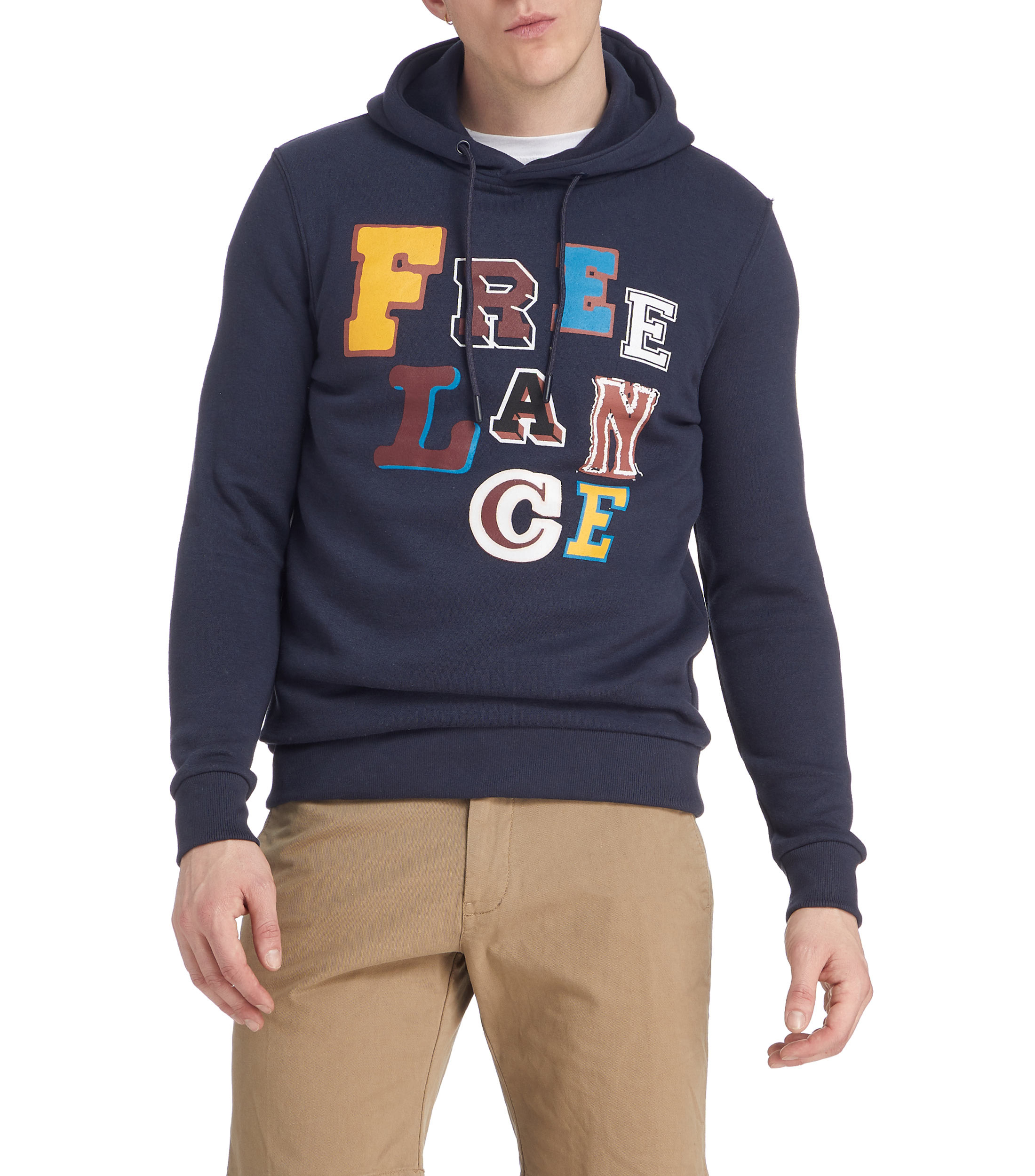 SPRINGFIELD Touch 23 Baseball LS Graphic Hooded Sweatshirt Felpa con Cappuccio, Blu, S Uomo