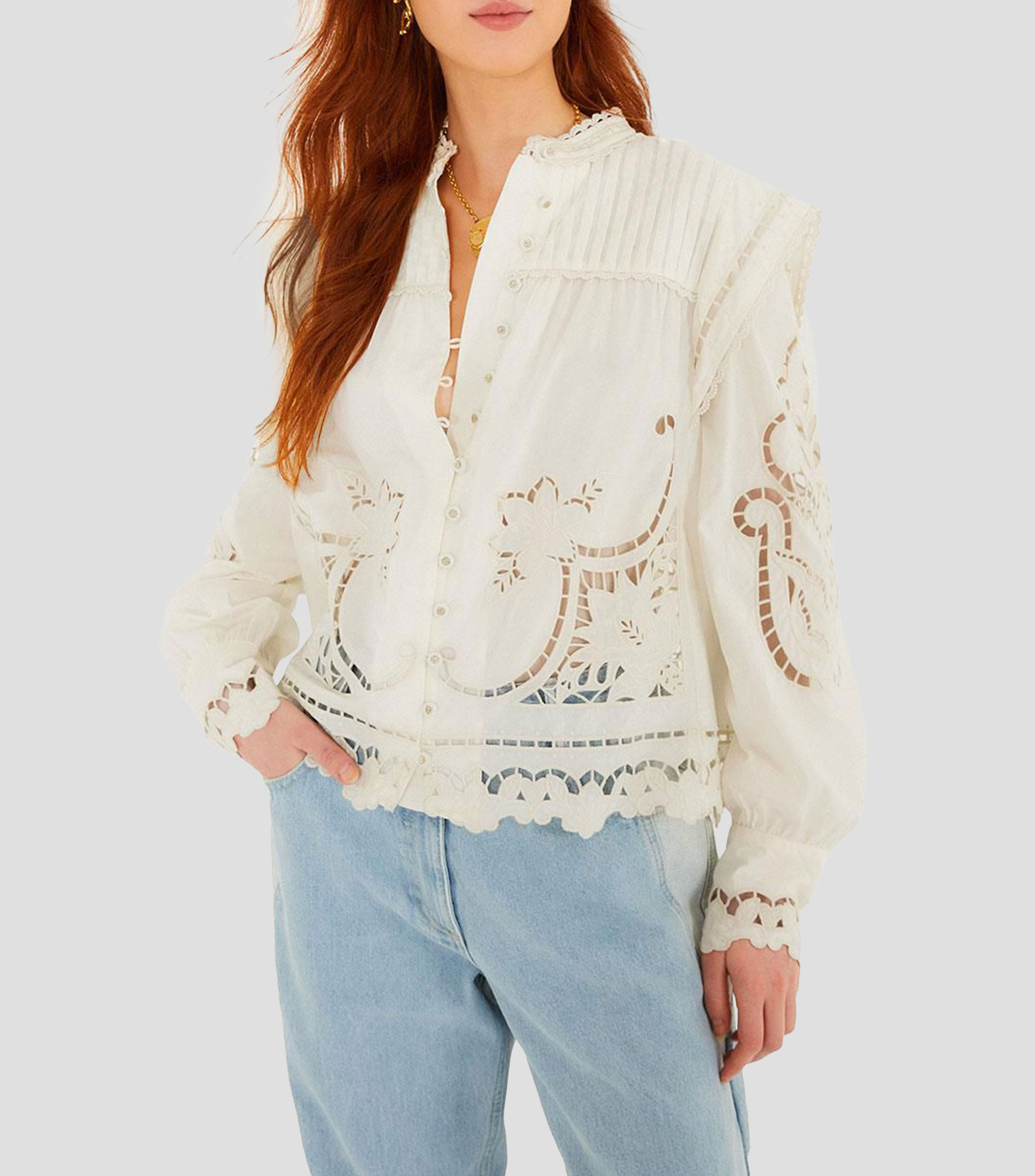 Blusa lisa con manga larga Mujer