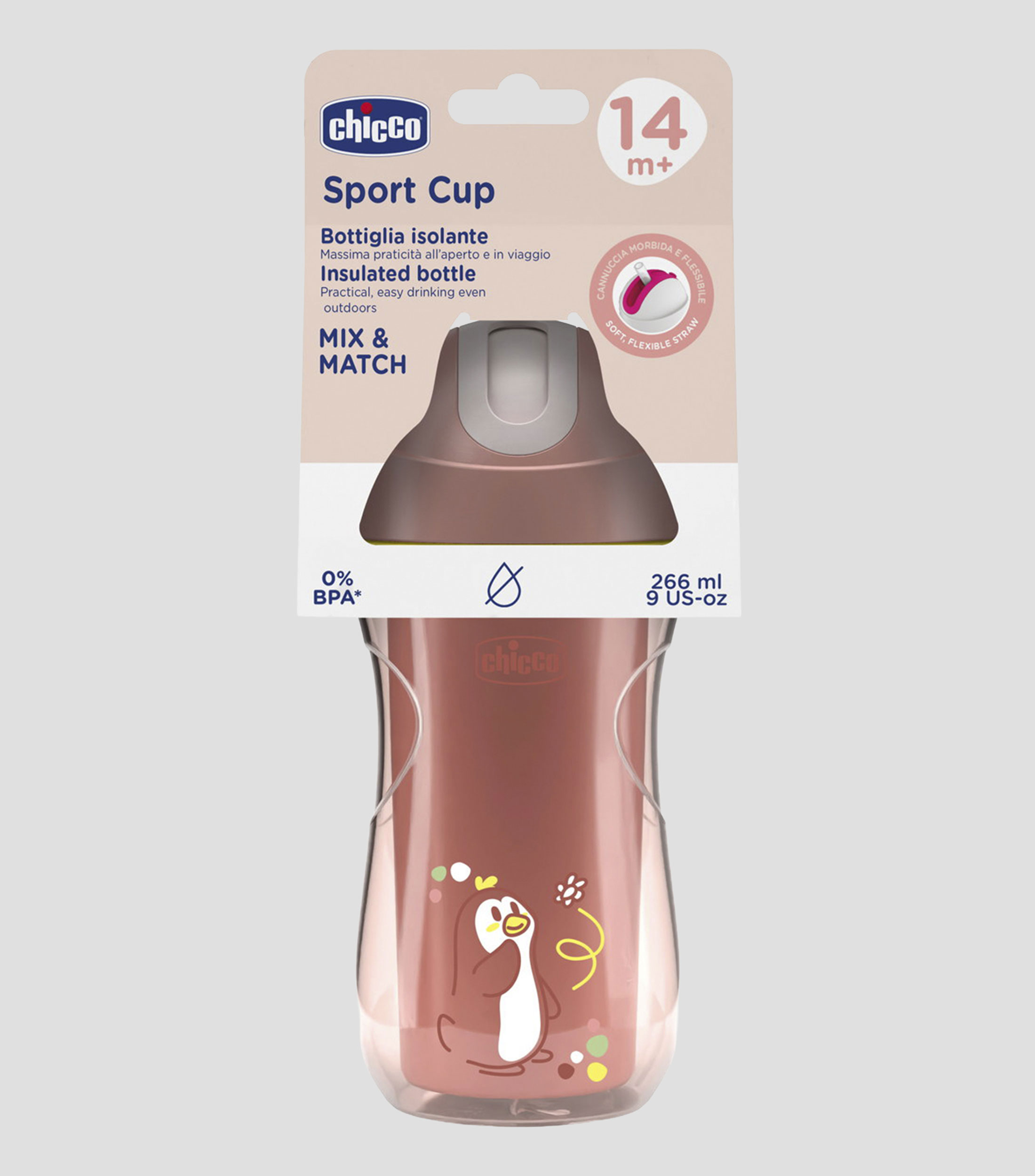 Vaso deportivo rosa, 266 ml