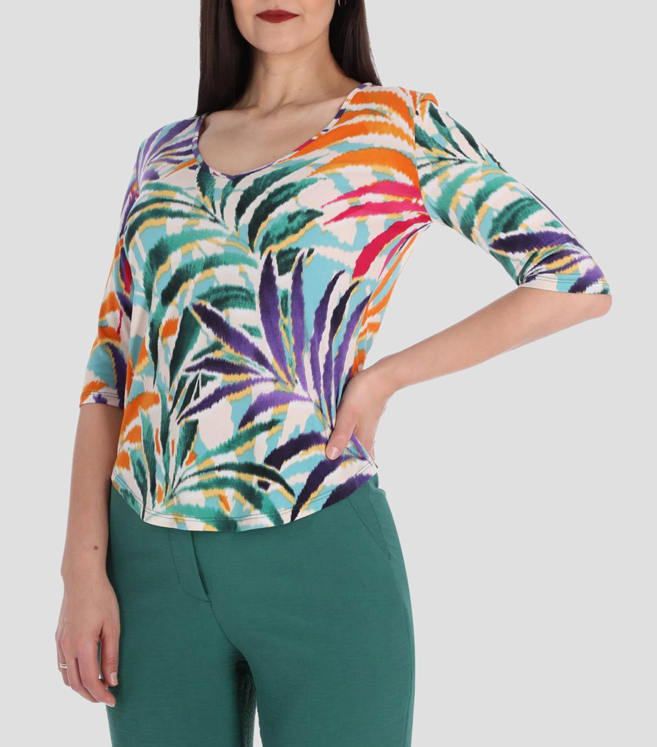 Blusa estampada manga 3/4 Petite Mujer