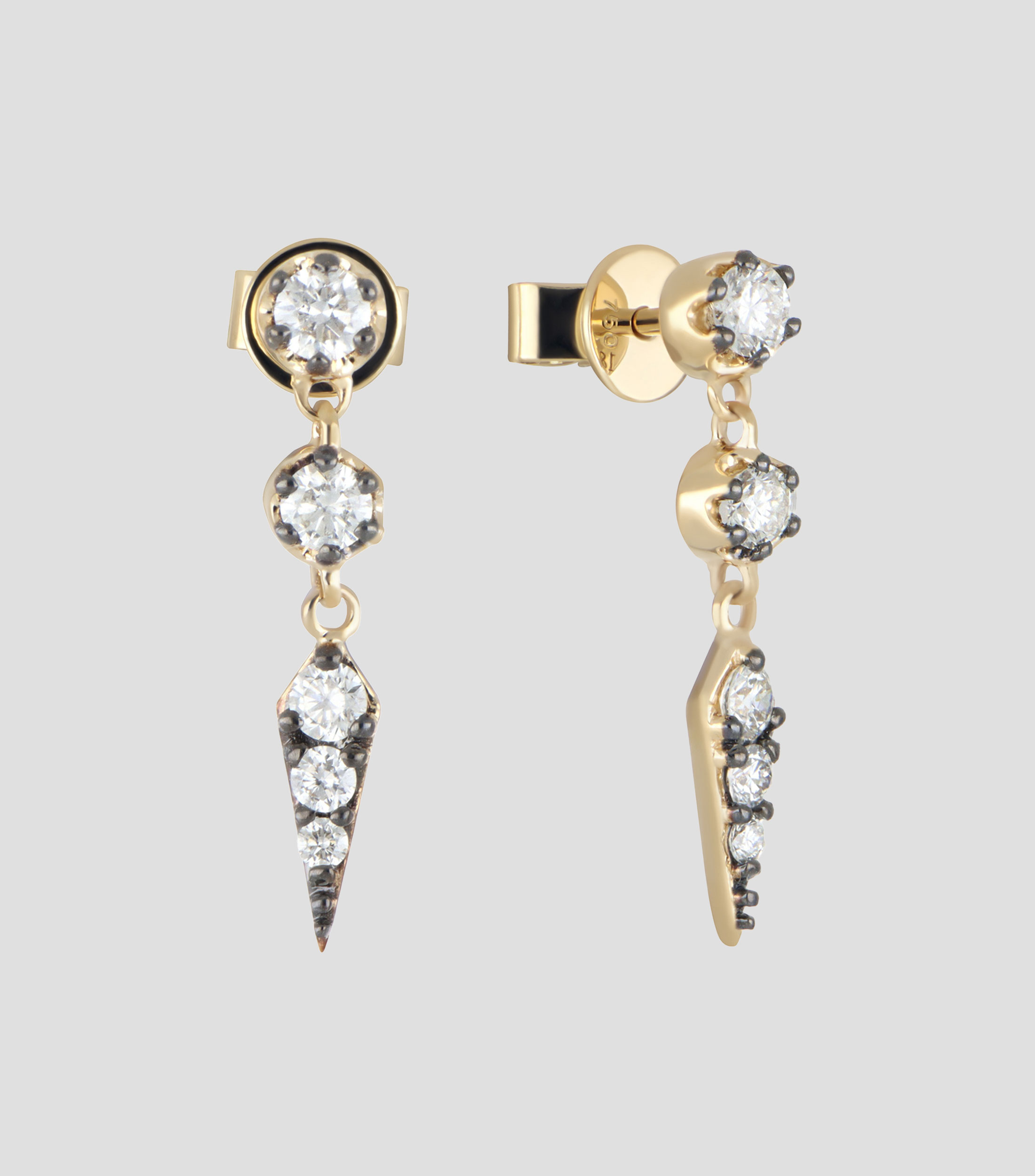 Broqueles en Oro Amarillo de 18 Kilates con Diamantes Mujer