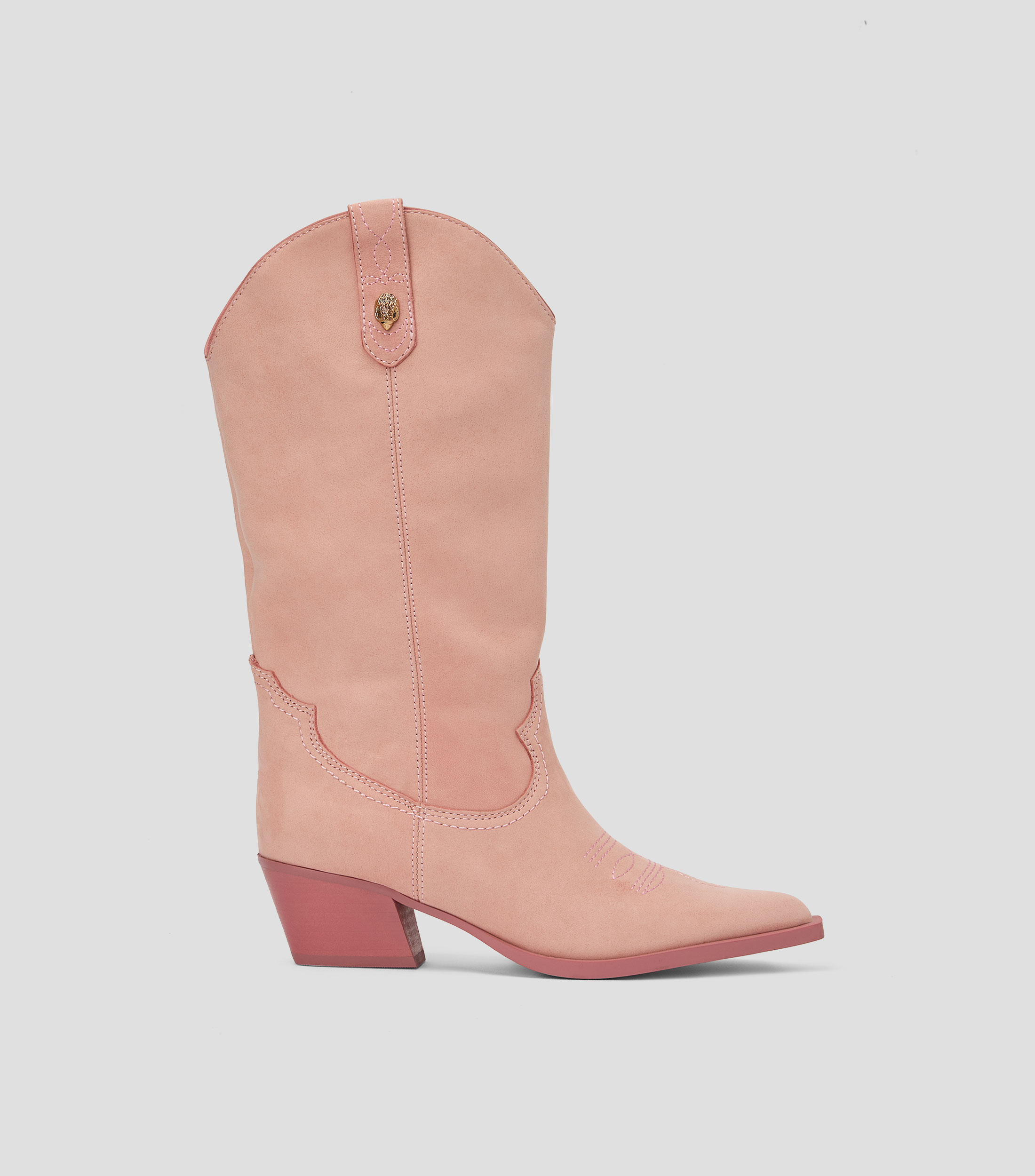 Botas vaqueras largas Kiss en piel vacuna con tacón bajo ancho Mujer