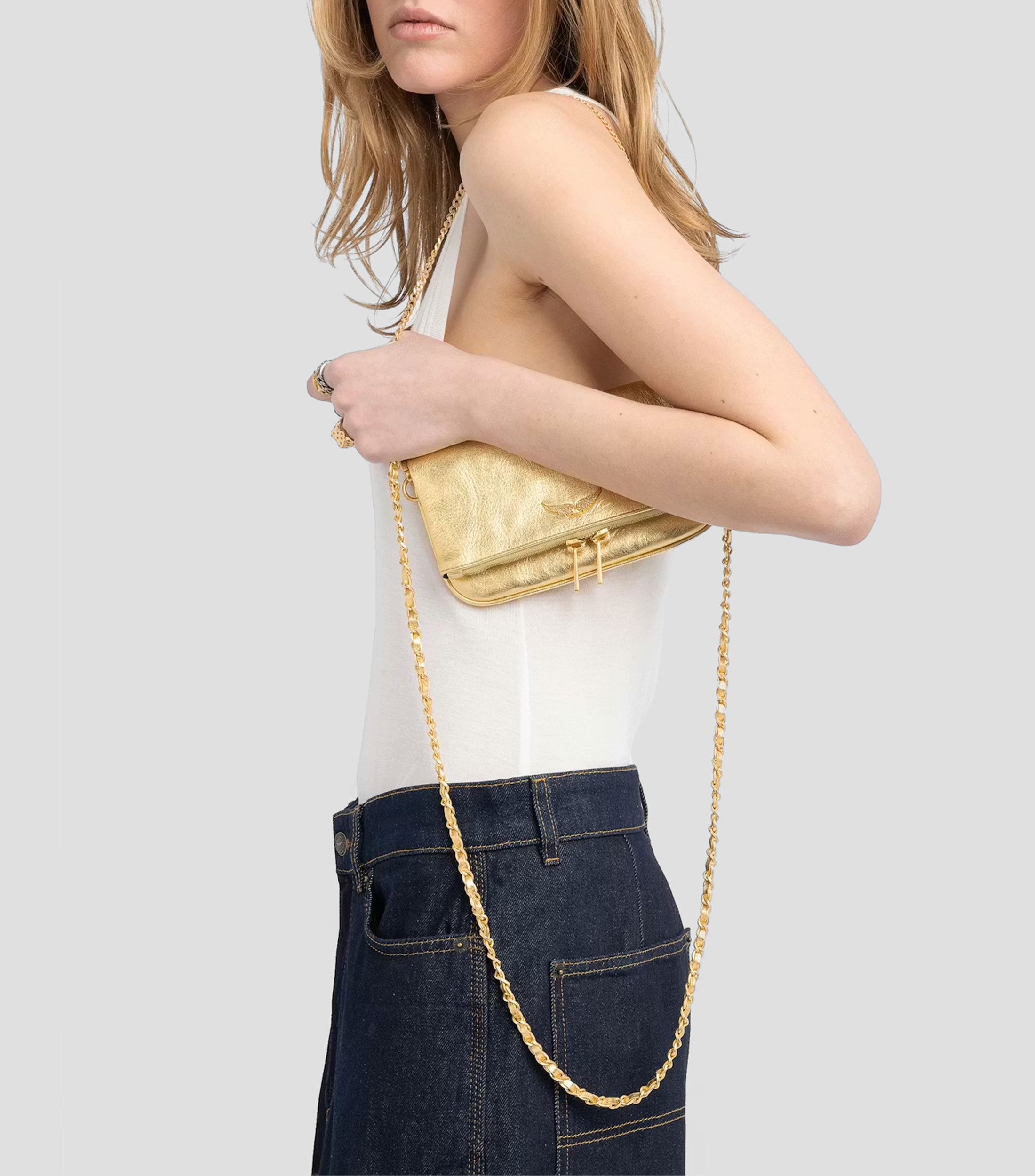 Bolsa clutch en piel lisa Mujer
