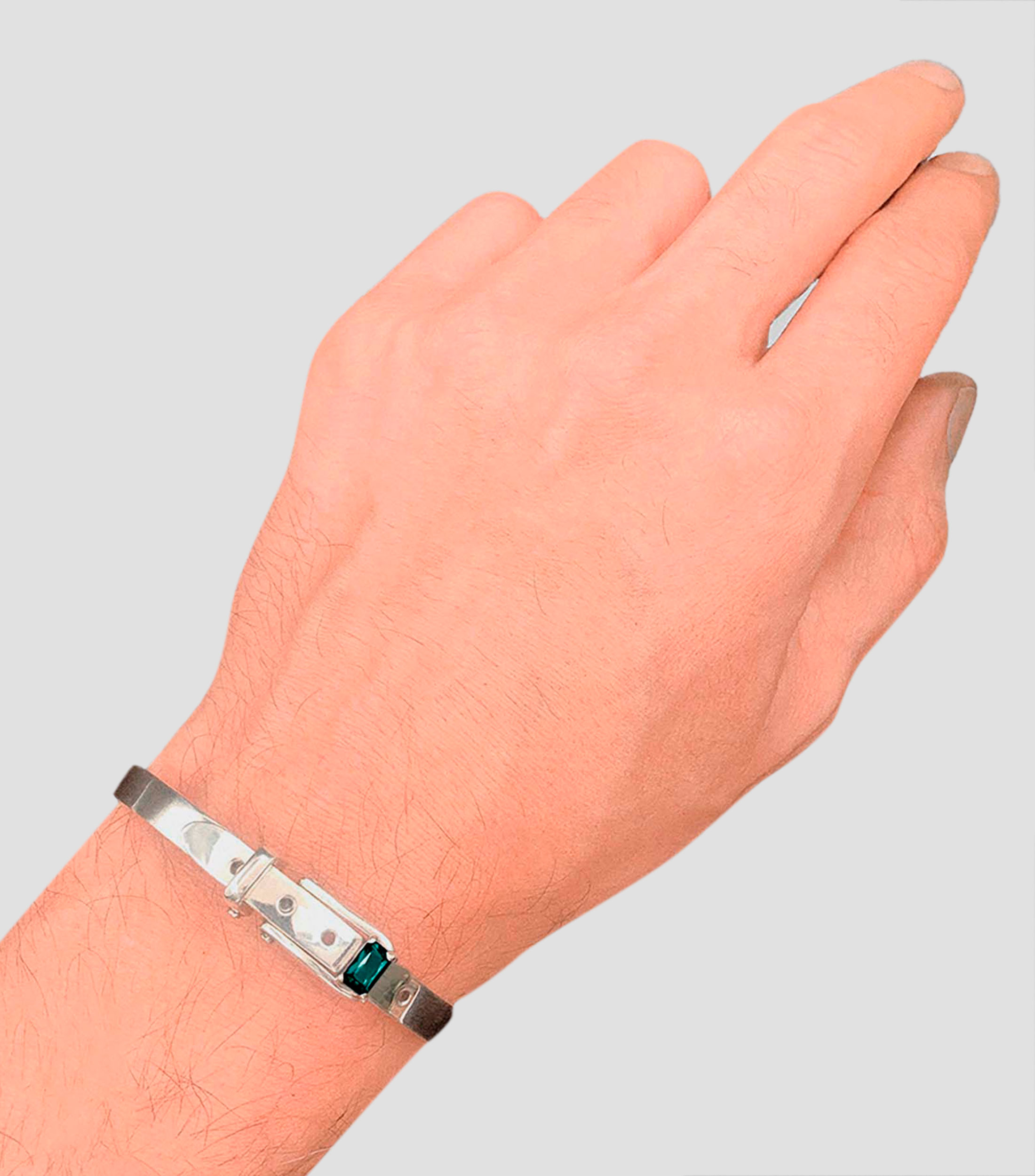 Brazalete en plata .925 con Topacio Verde Hombre