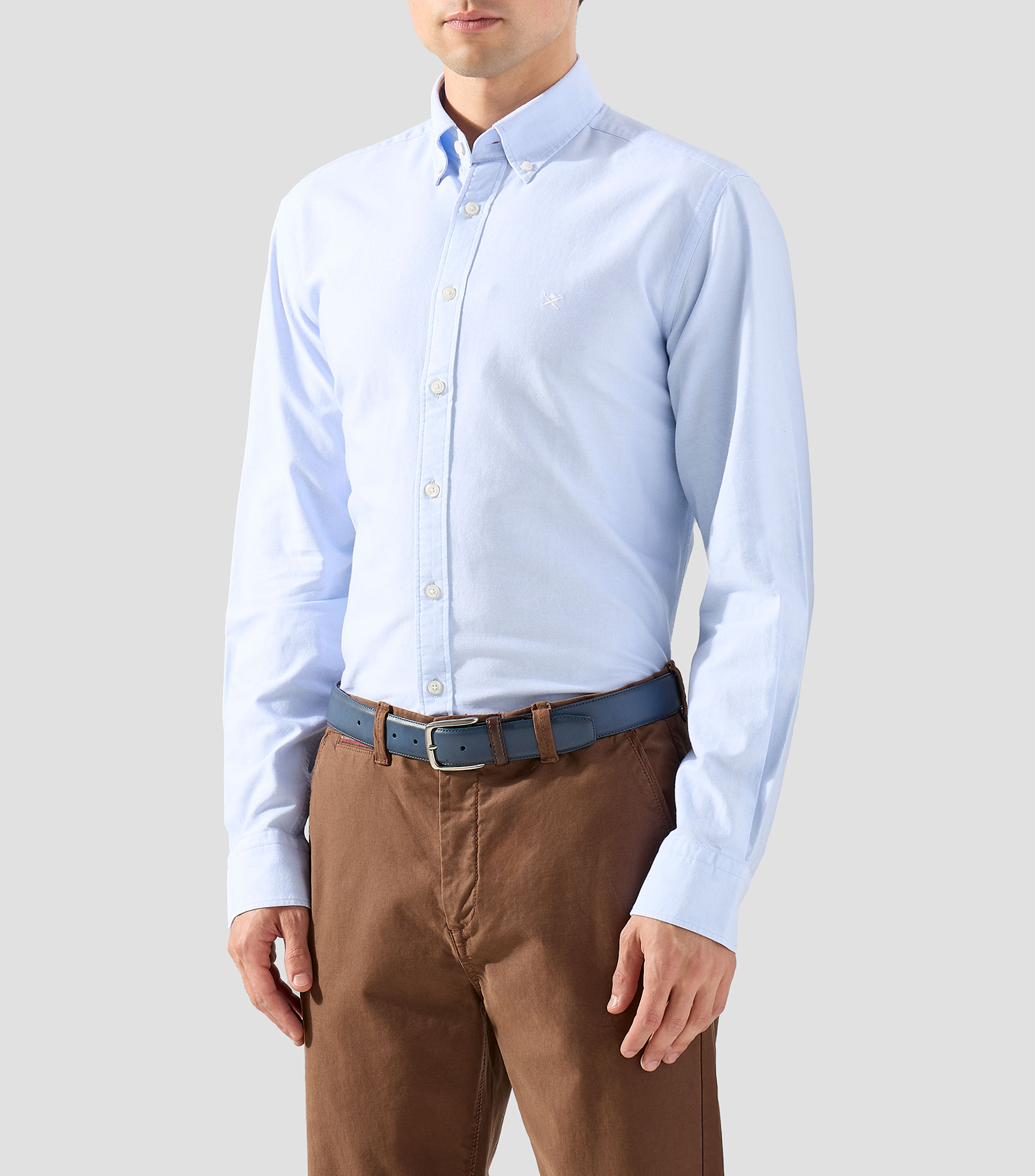 Camisa lisa manga larga Hombre