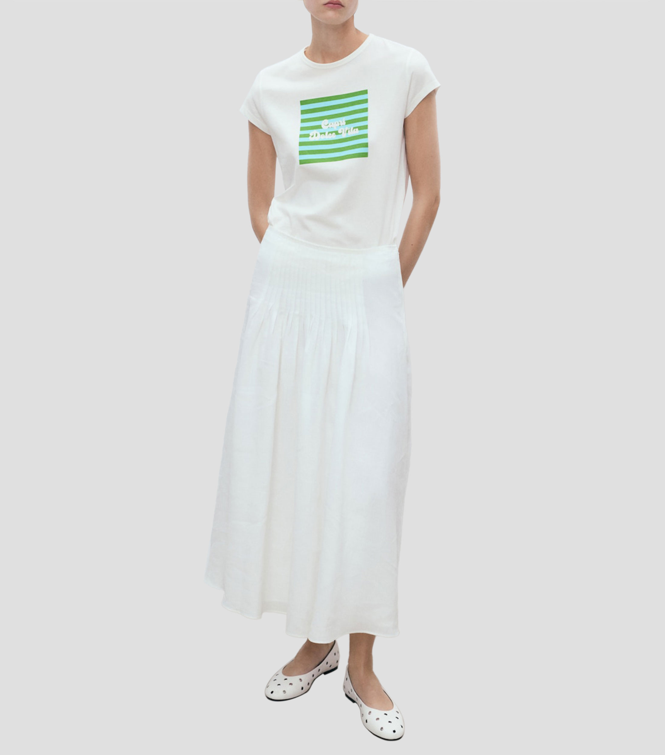 Playera cuello redondo con print Mujer