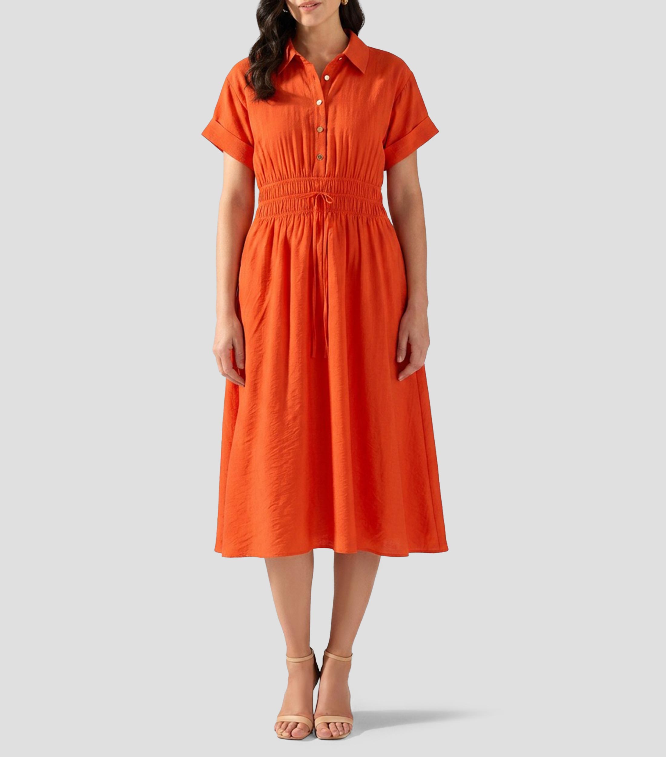 Vestido midi liso Mujer