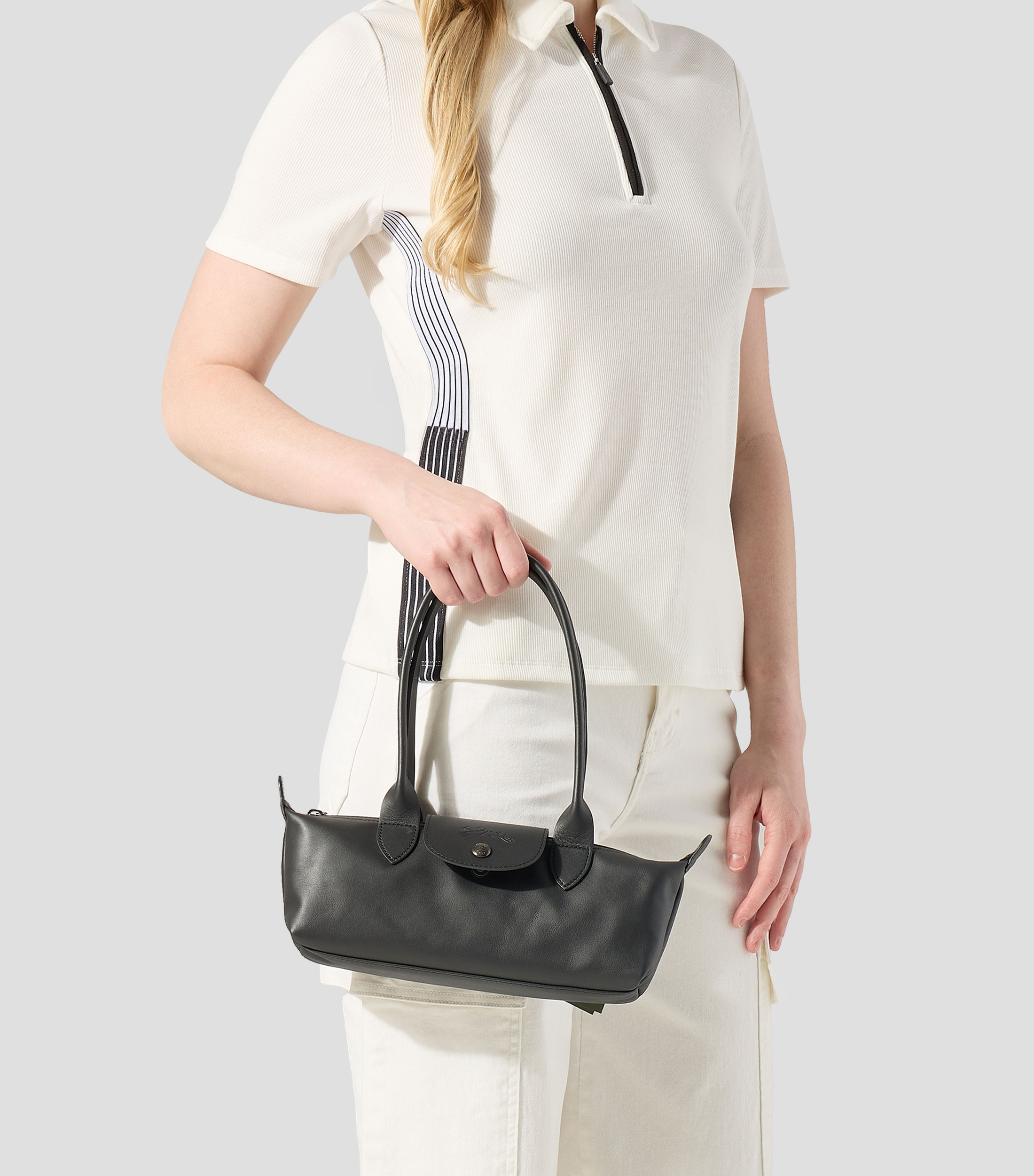 Bolsa shoulder negra en piel Le Pliage Xtra lisa Mujer