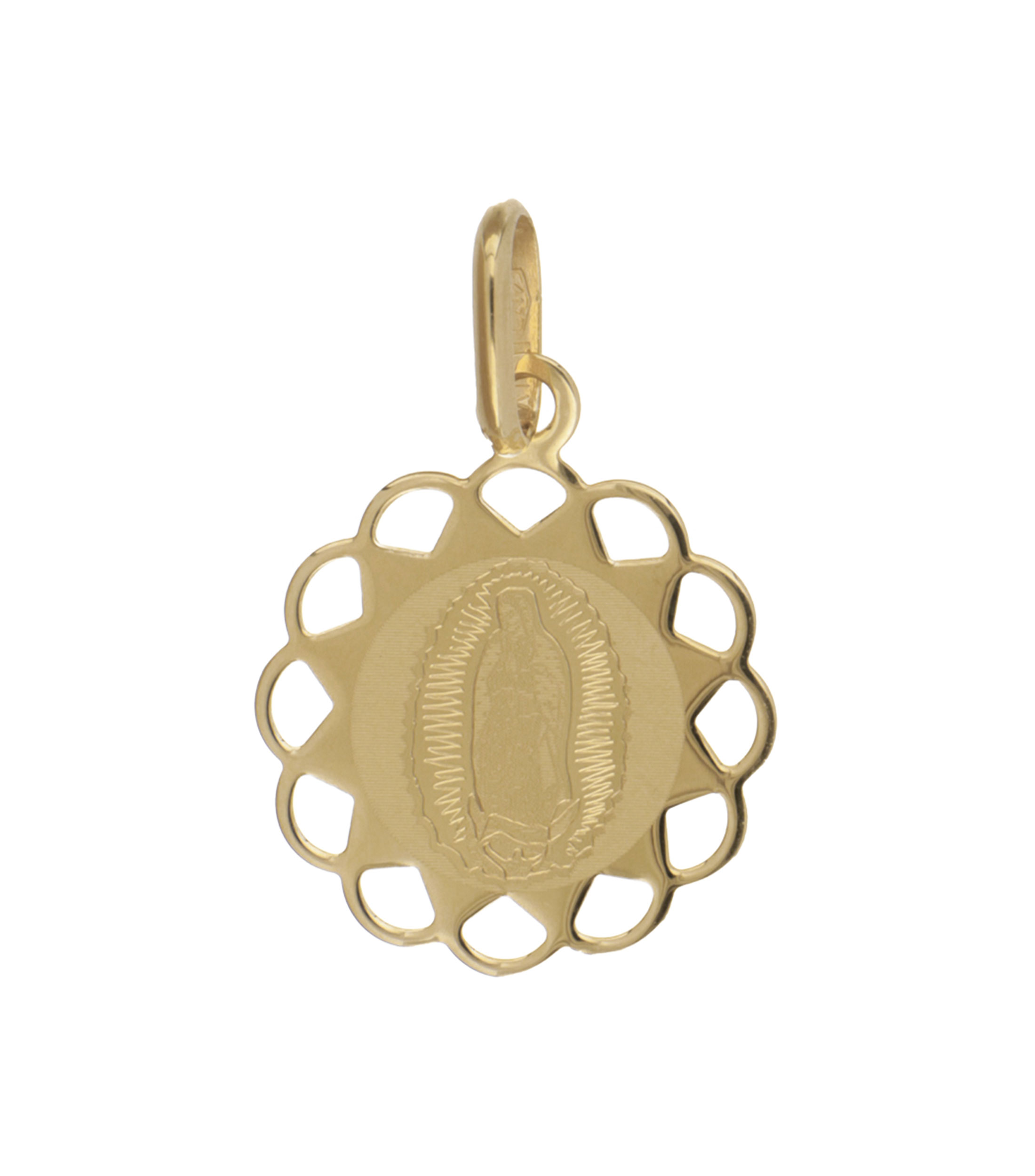 Medalla Flor Virgen de Guadalupe en oro de 14 kilates Mujer