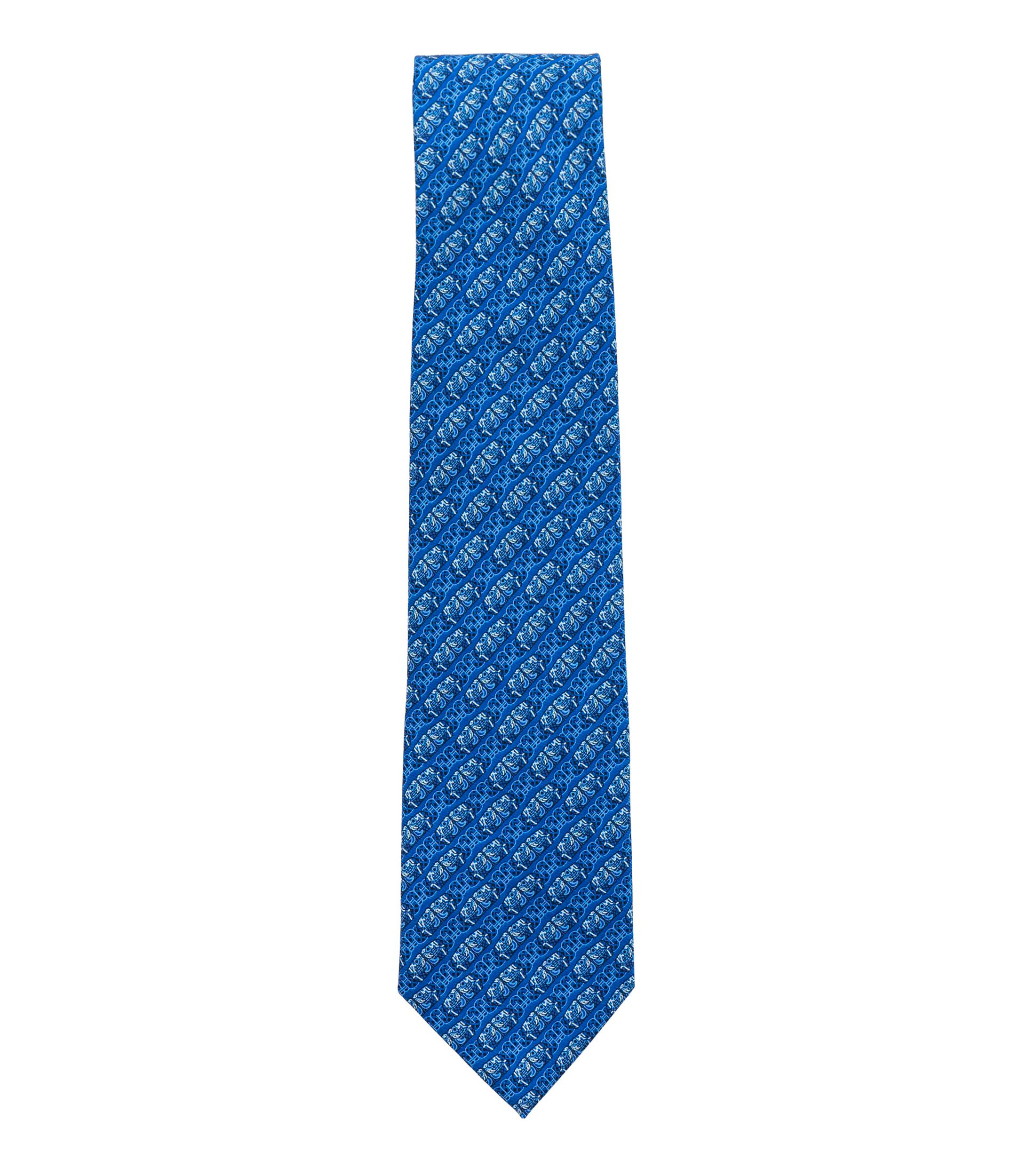 Corbata ancha de seda azul con Coatlicue