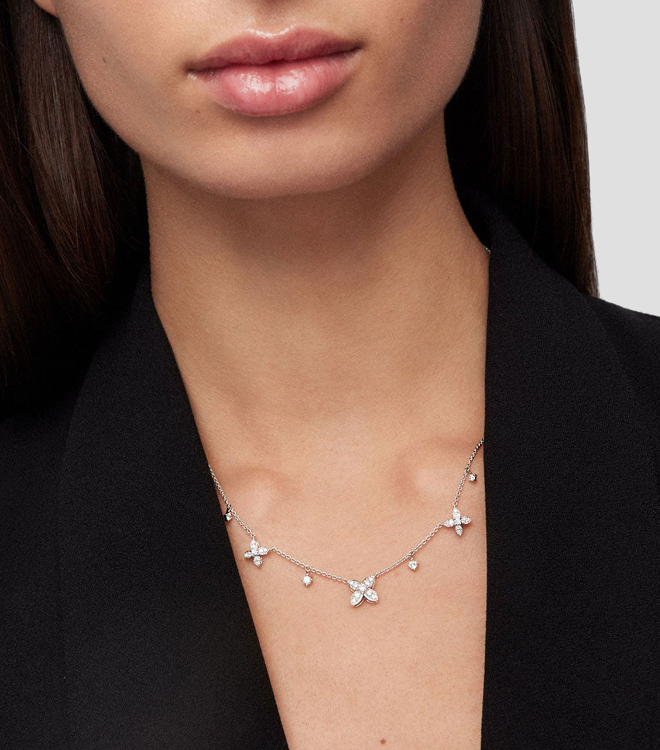 Collar oro blanco de 18 kilates con diamantes Mujer