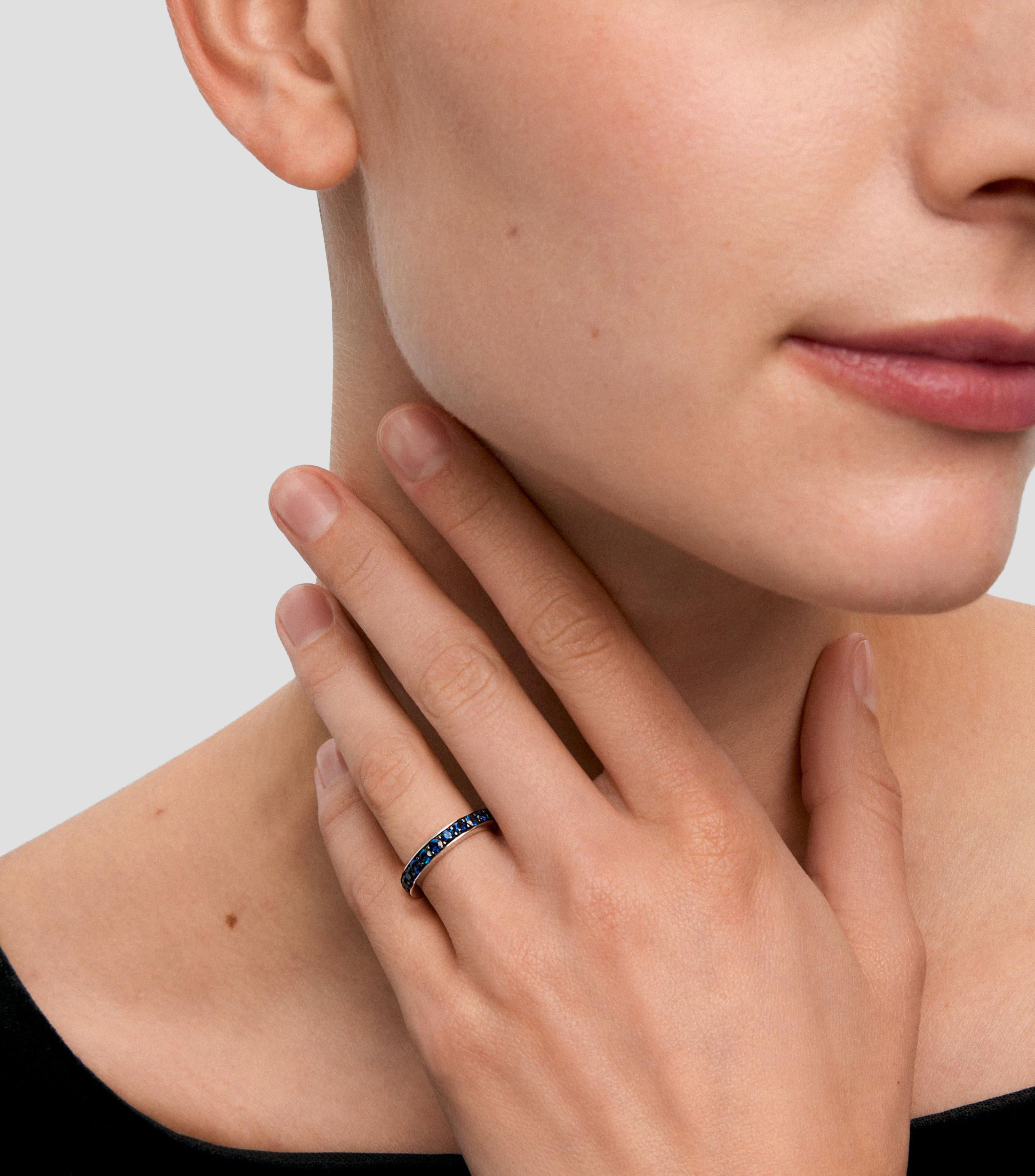 Anillo en plata con zafiros Mujer