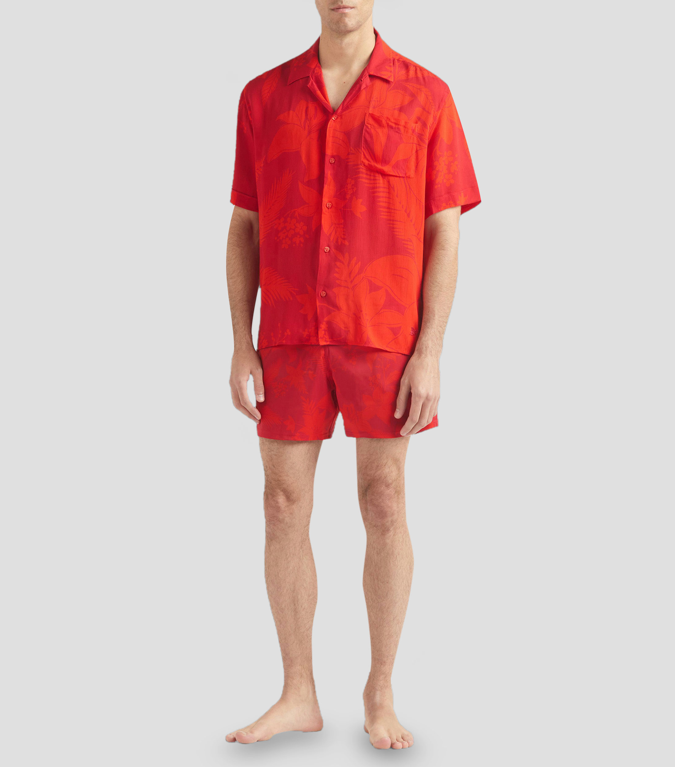 Camisa de manga corta con estampado de flores Hombre