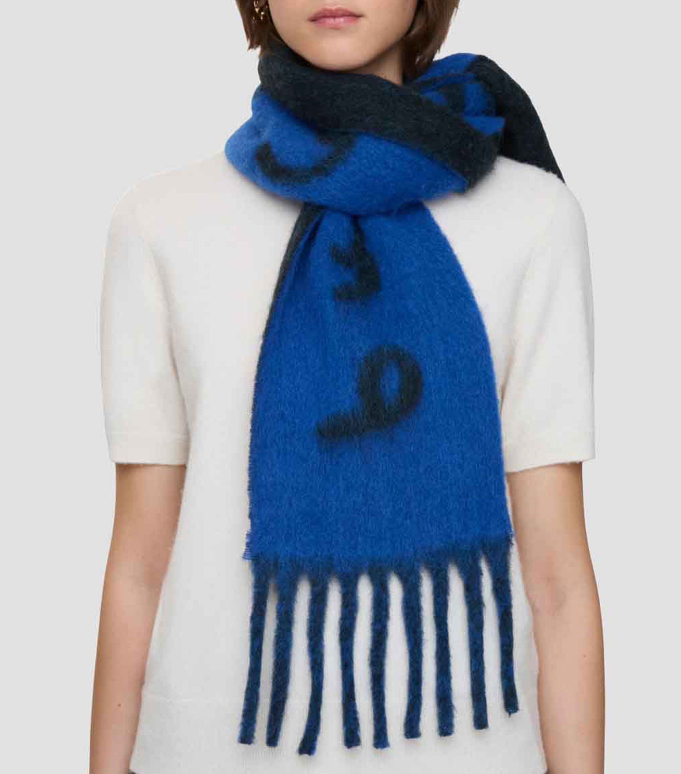 Bufanda reversible azul estampada Unisex
