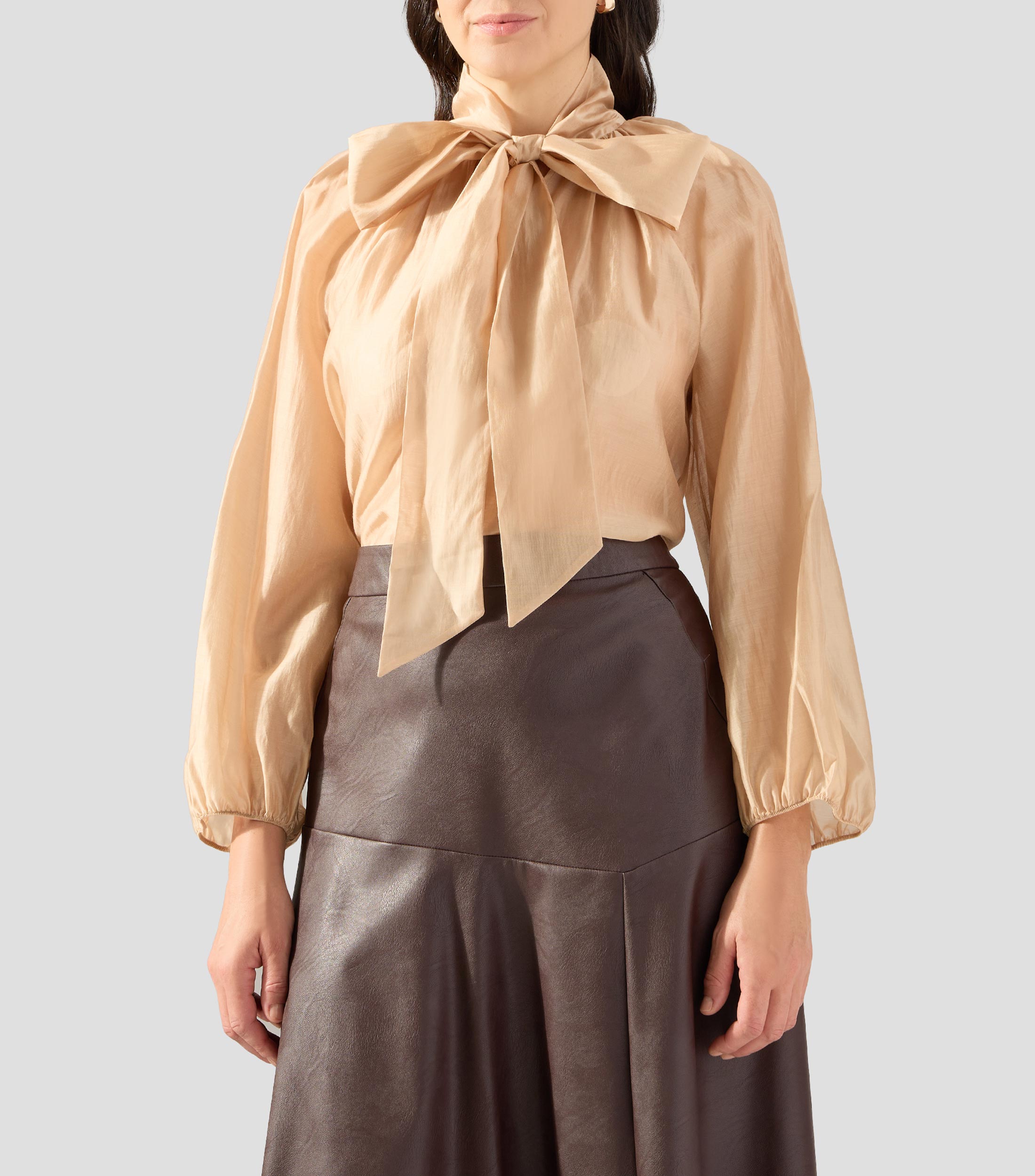 Blusa lisa manga larga Mujer