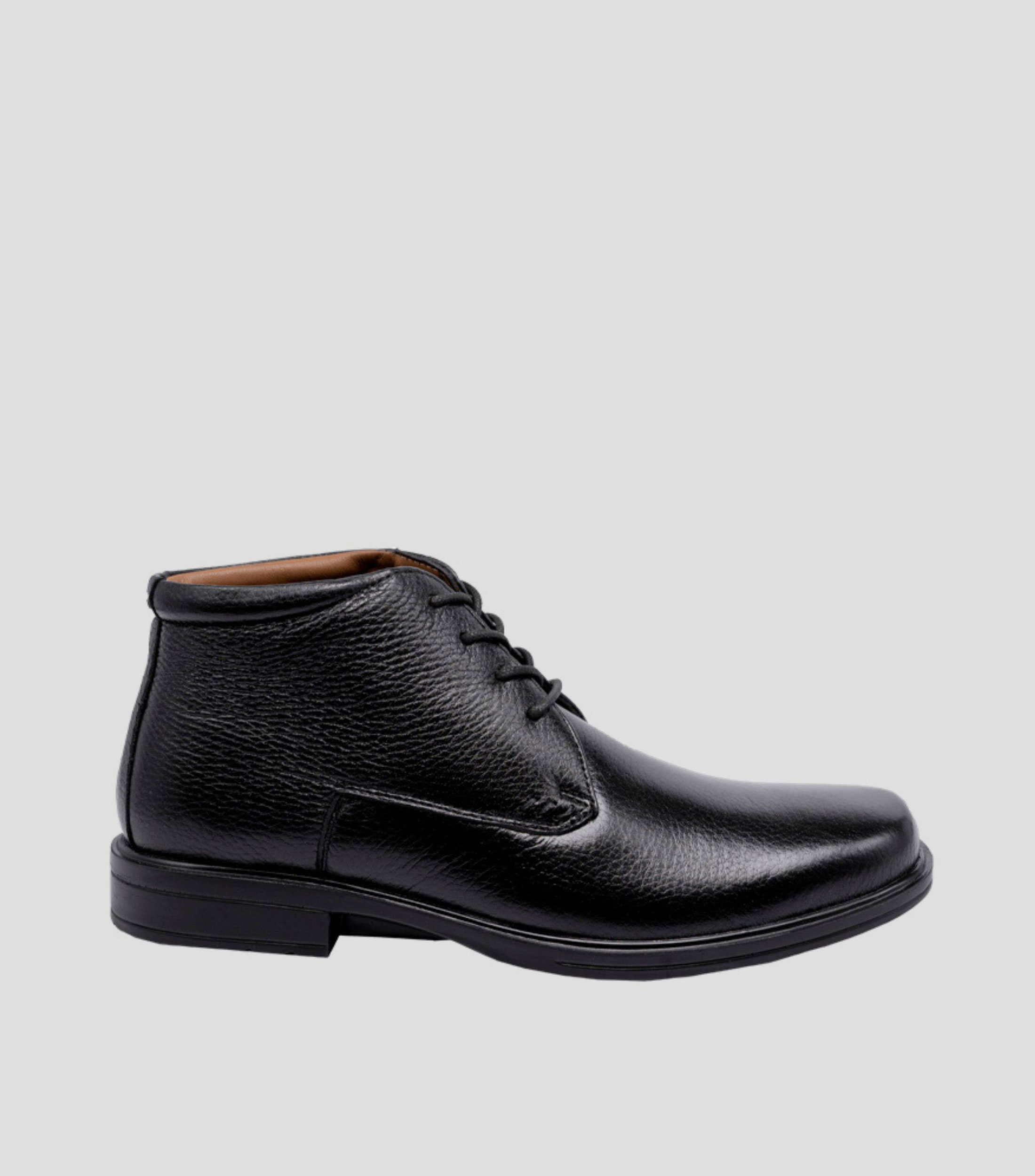Botas Cortas en Piel Cuadrado Hombre