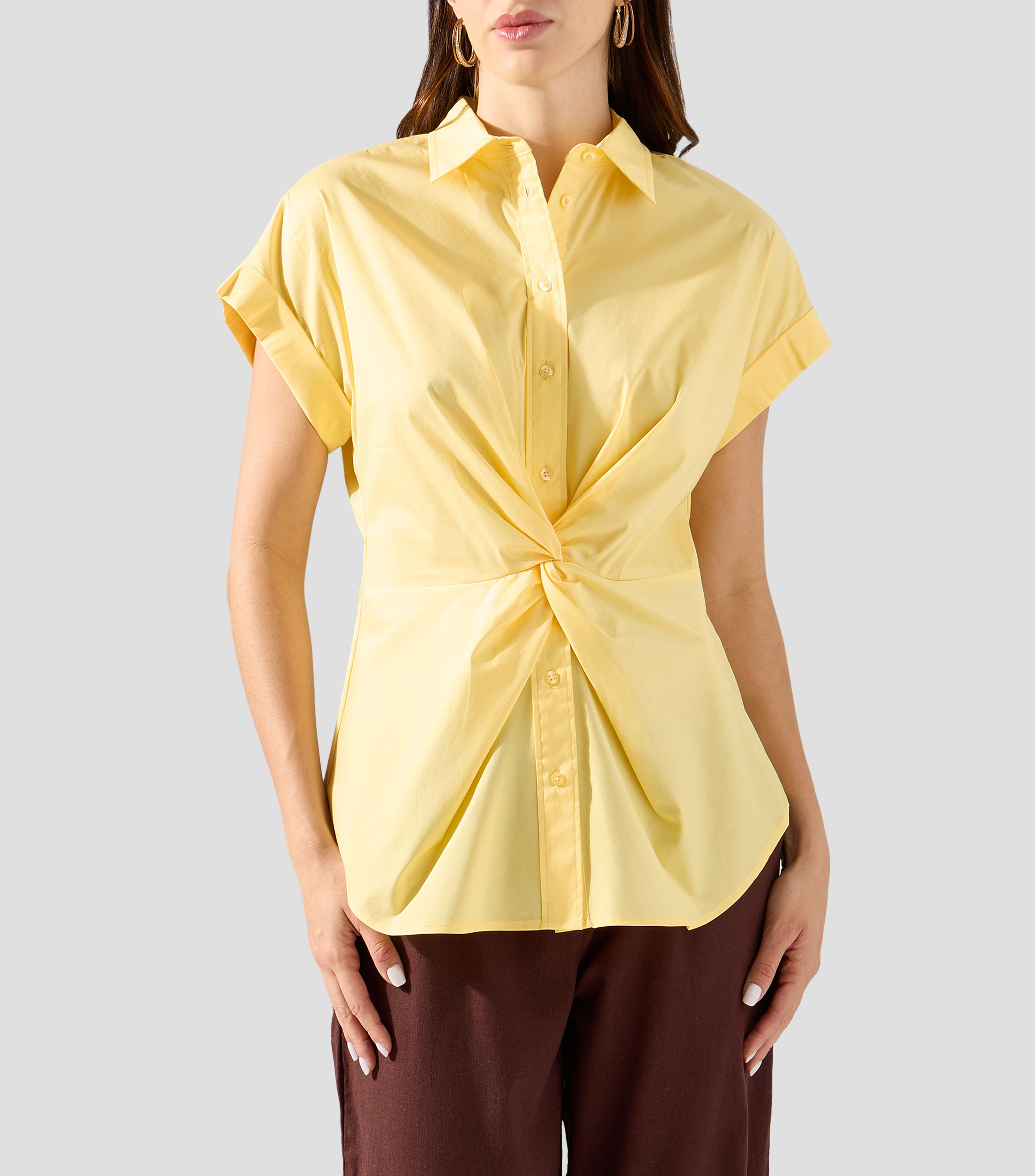 Camisa lisa manga corta Mujer