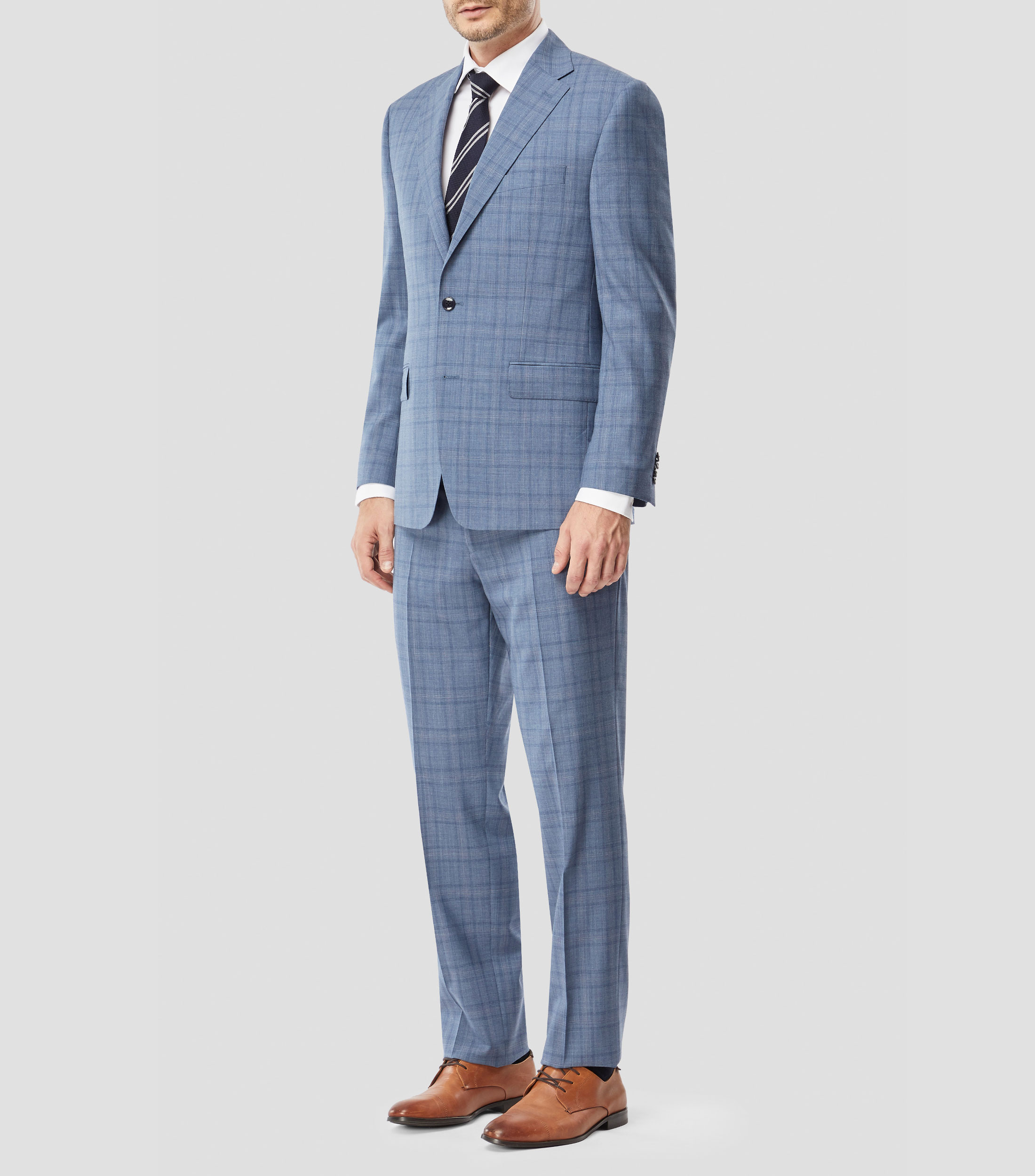 Traje de lana corte regular con cuadros Hombre