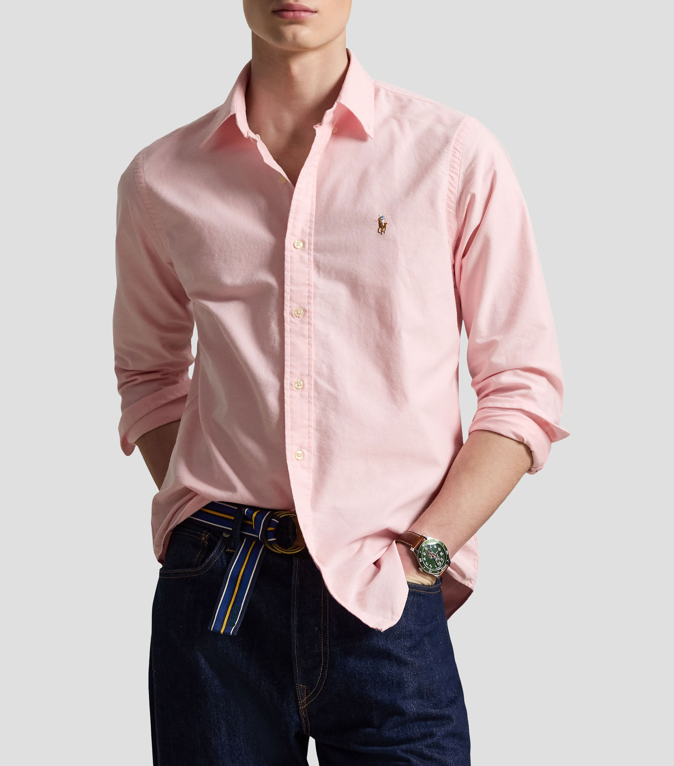Camisa lisa manga larga Hombre