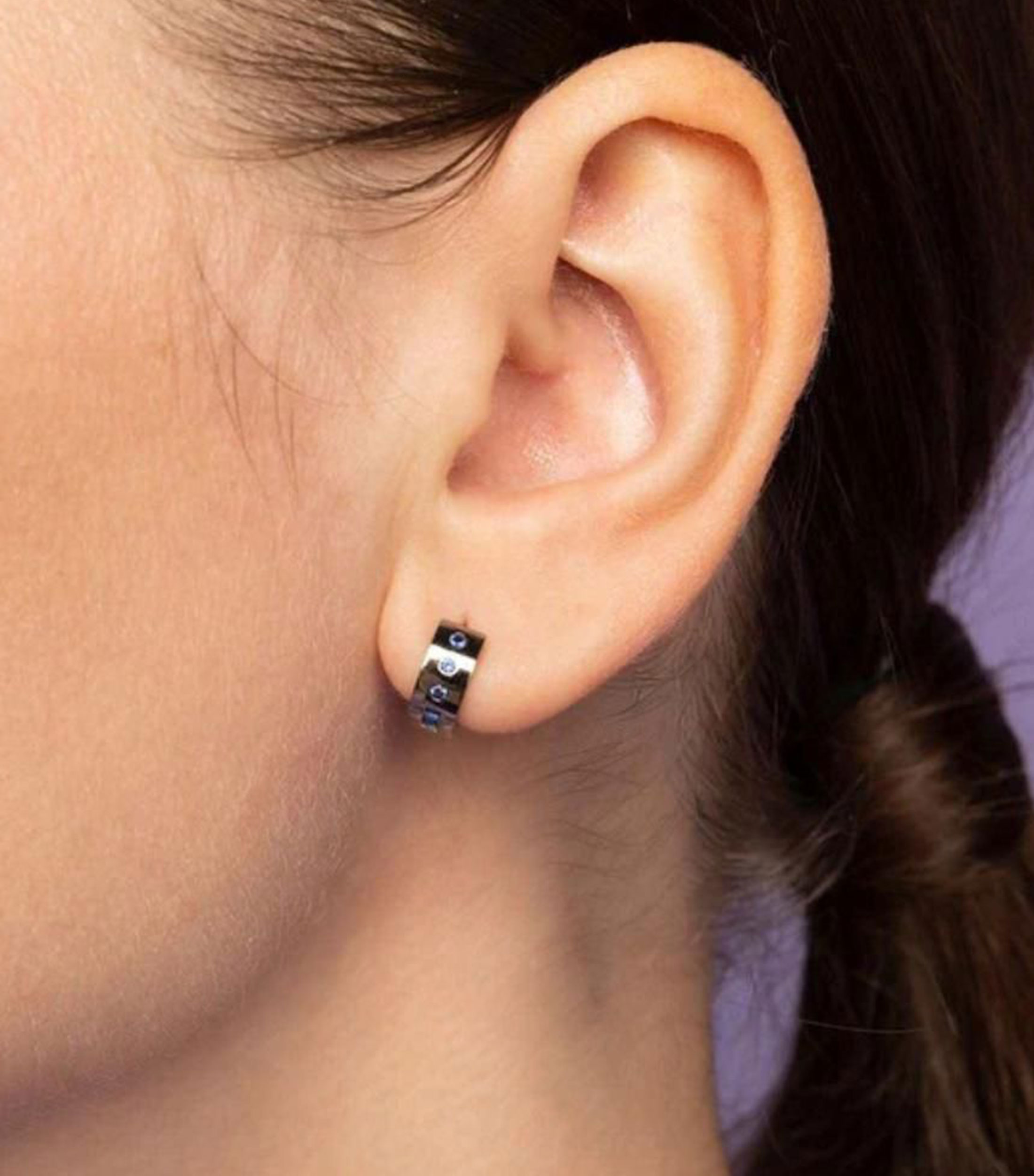 Aretes Morse Code con circonita Mujer
