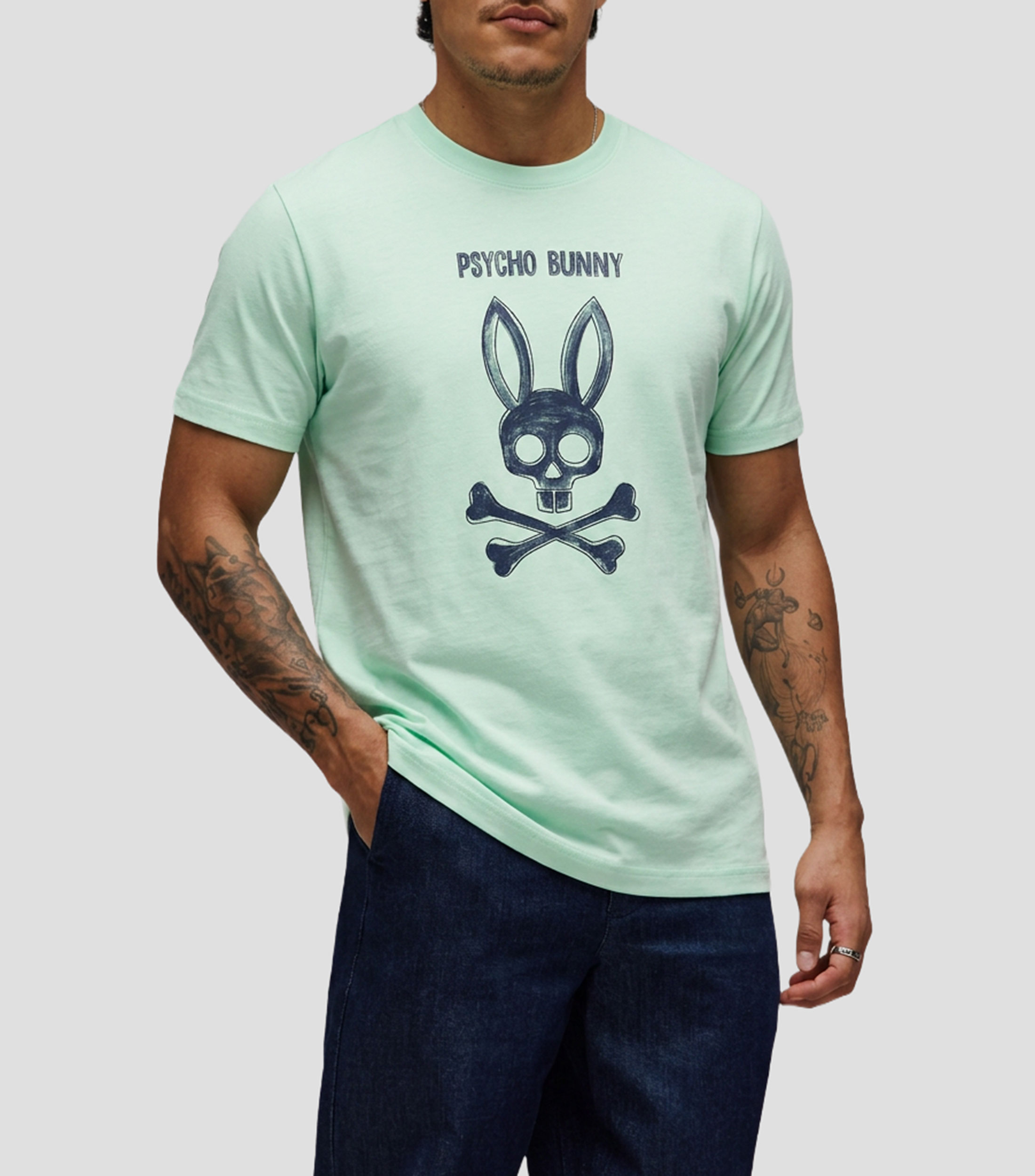 Playera cuello redondo manga corta estampada Hombre