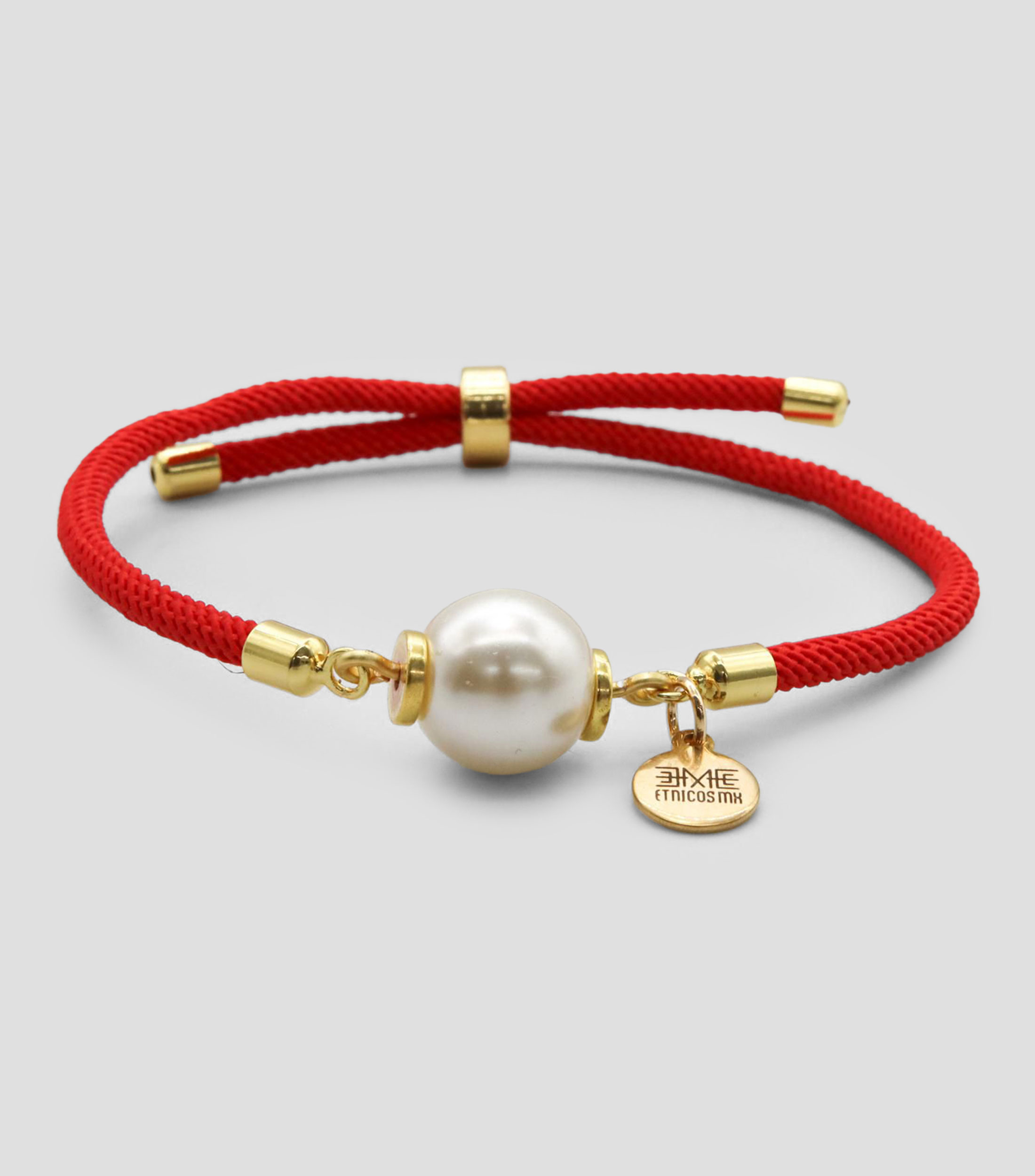 Pulsera roja con perla Mujer