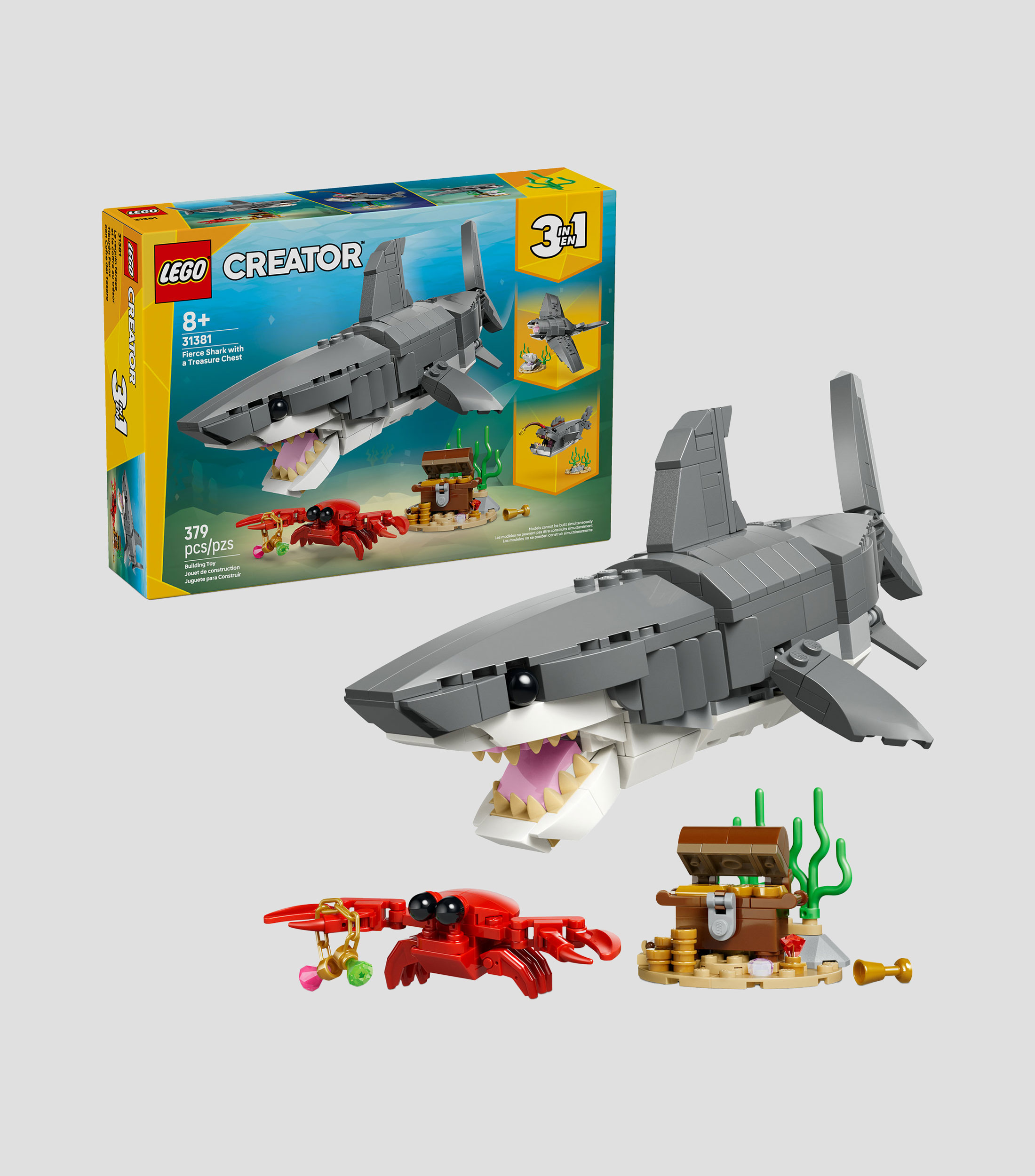 Lego Creator Tiburón Feroz con Cofre del Tesoro 3 en 1