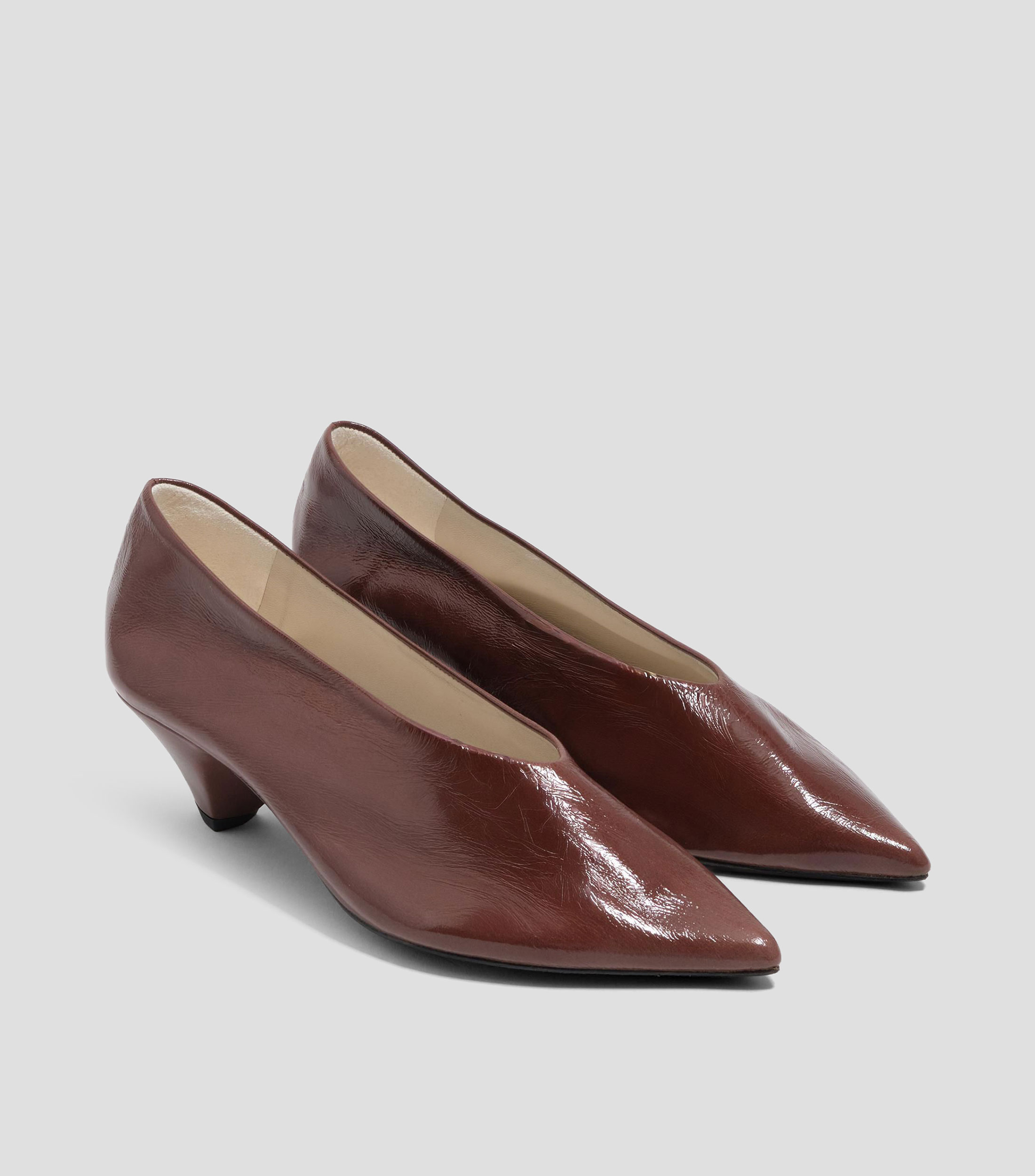Flats Salón tacón medio piel Mujer