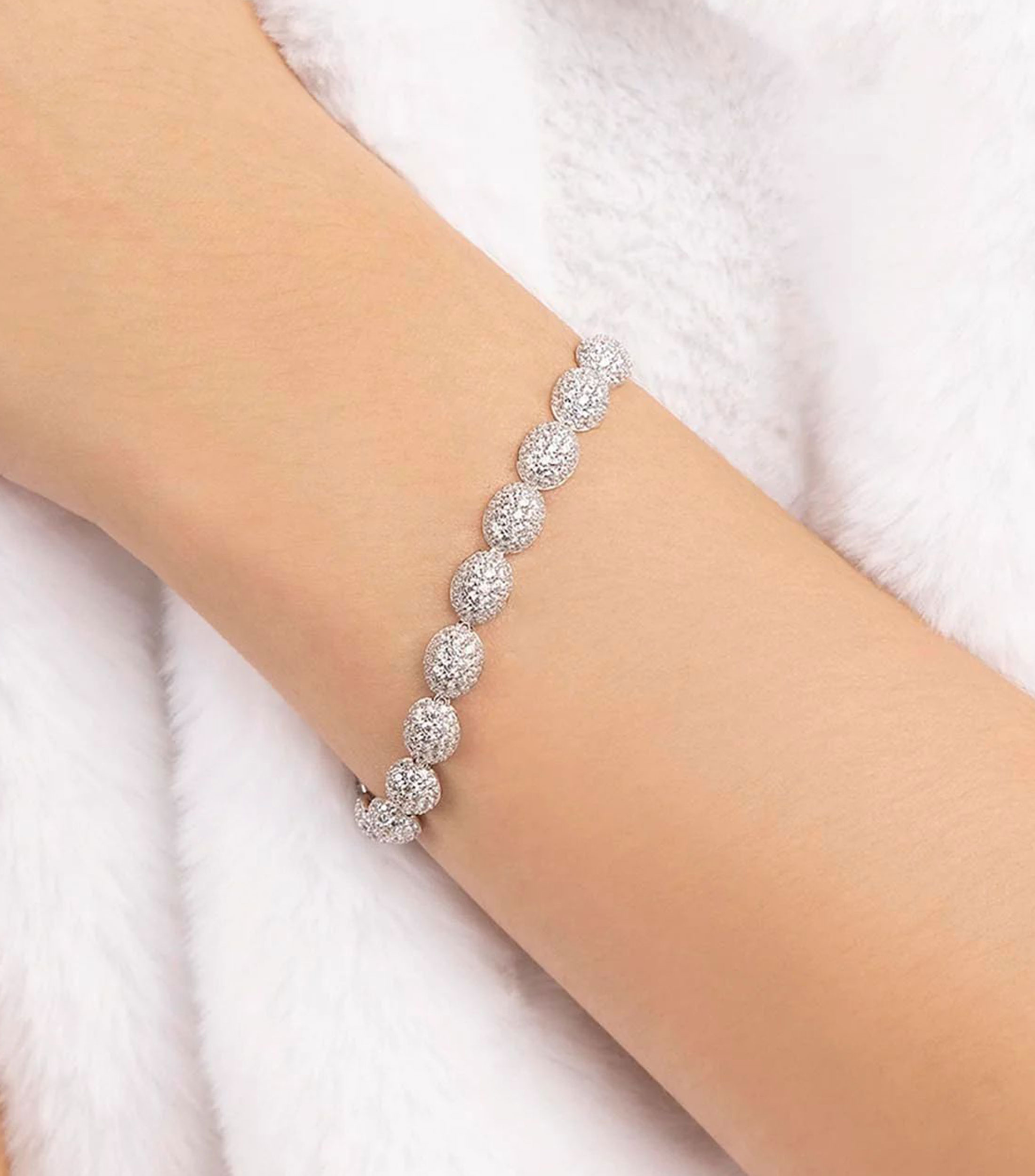 Brazalete en plata con circonia Mujer
