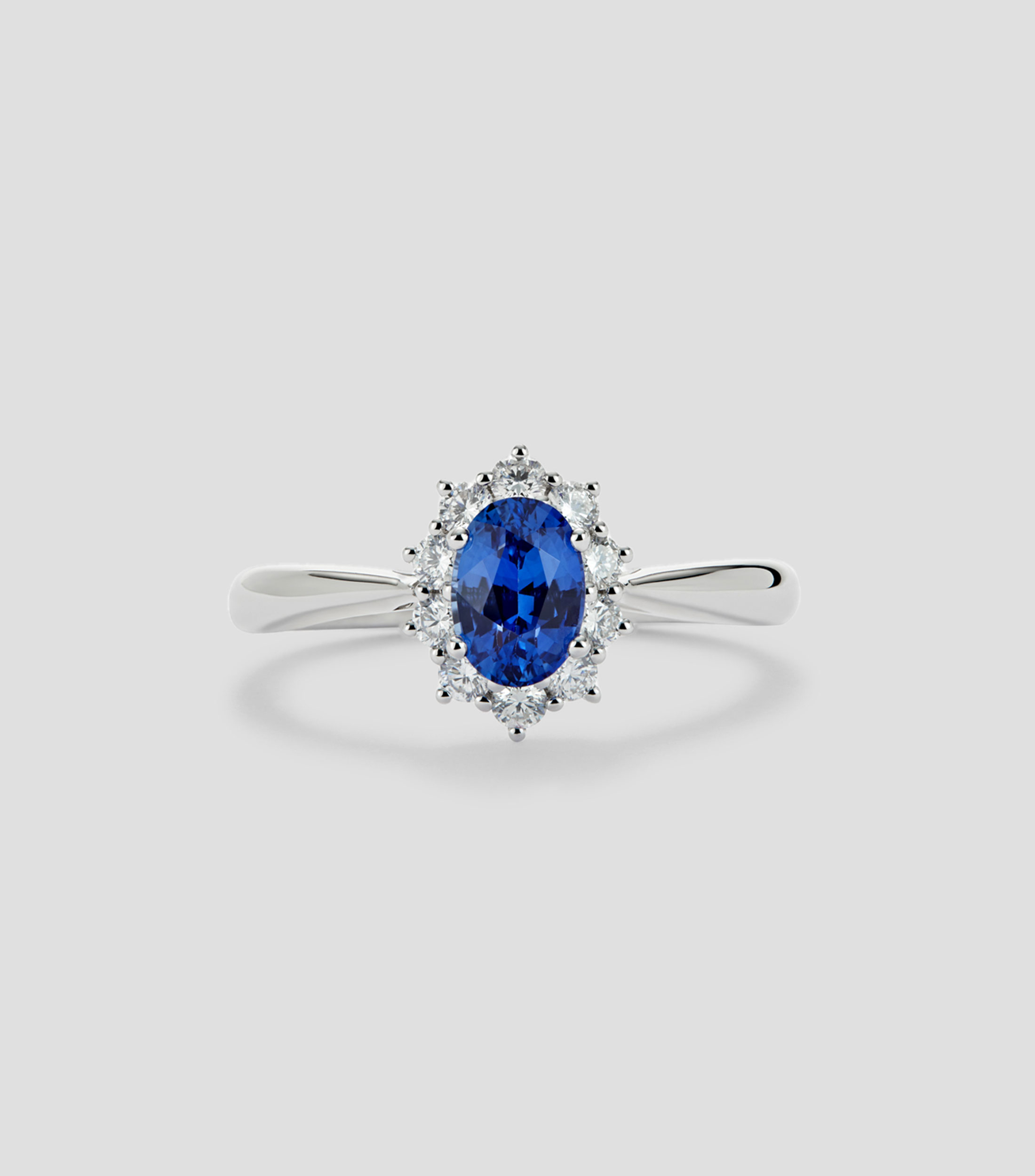 Anillo en oro blanco de 18 kilates Big Thrre con zafiro y diamantes Mujer
