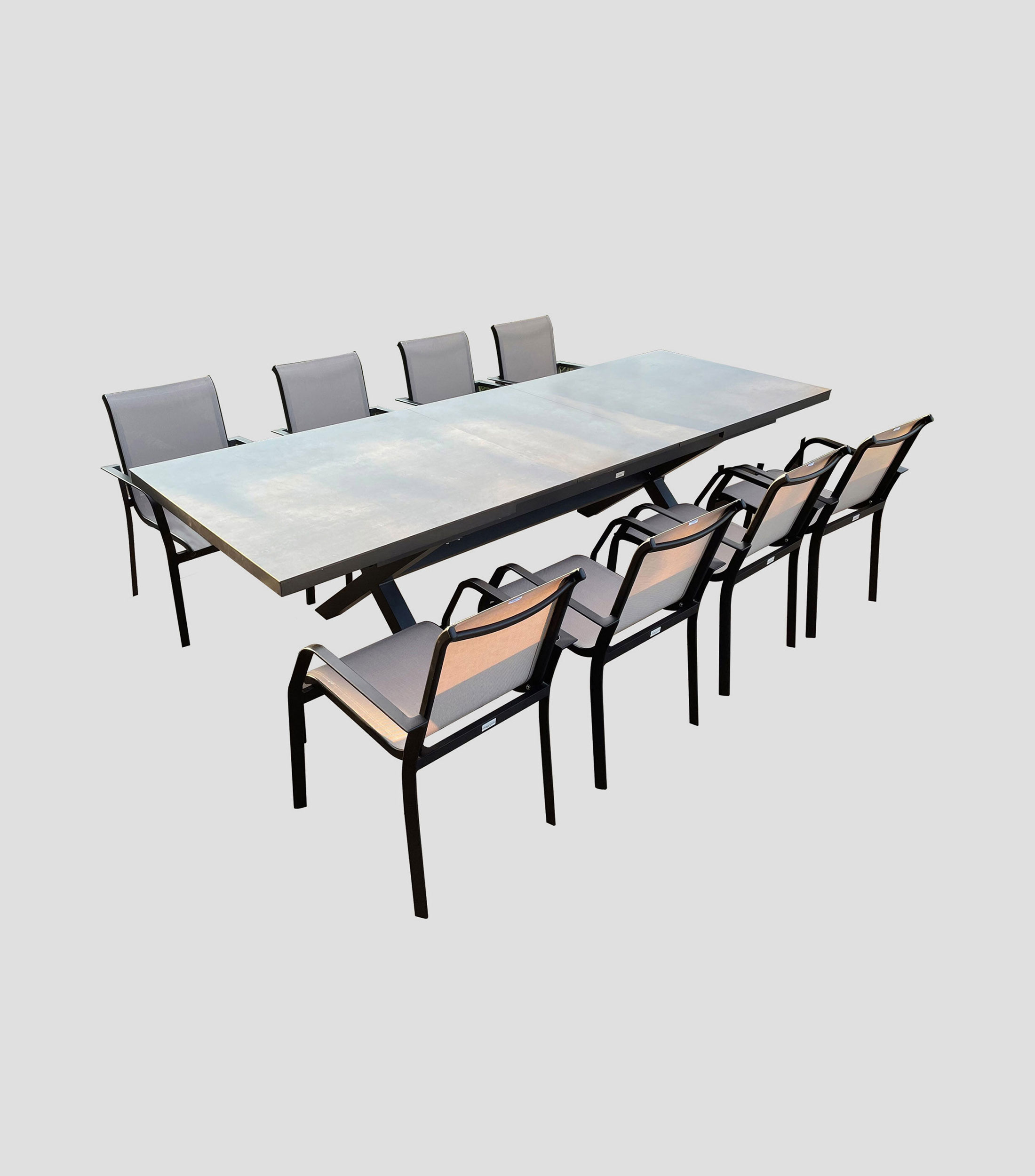 Comedor Extensible para Exterior con 8 Sillas en Aluminio